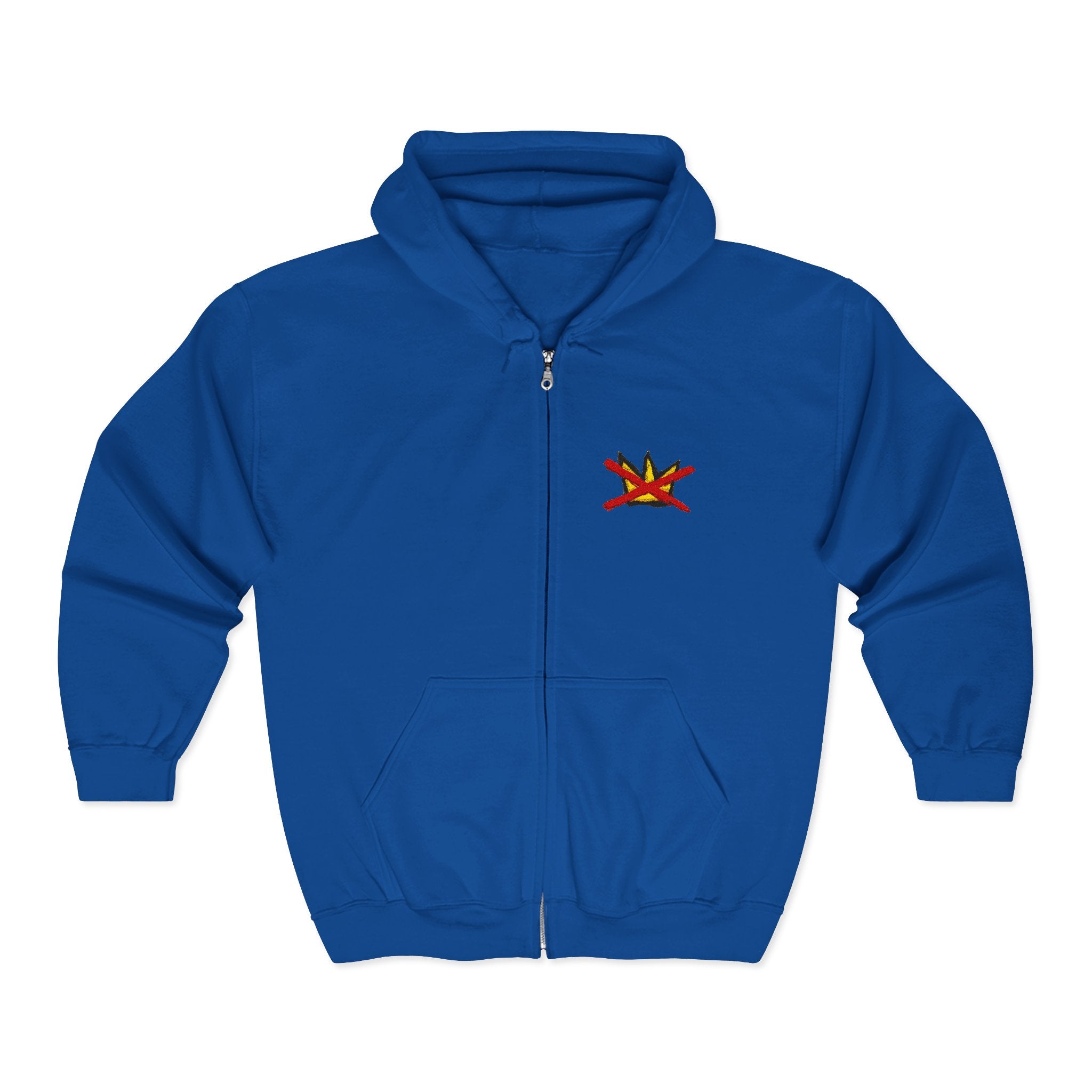 No Kings Embroidered Zip Hoodie | Hand-drawn Full Zip Hooded Sweatshirt