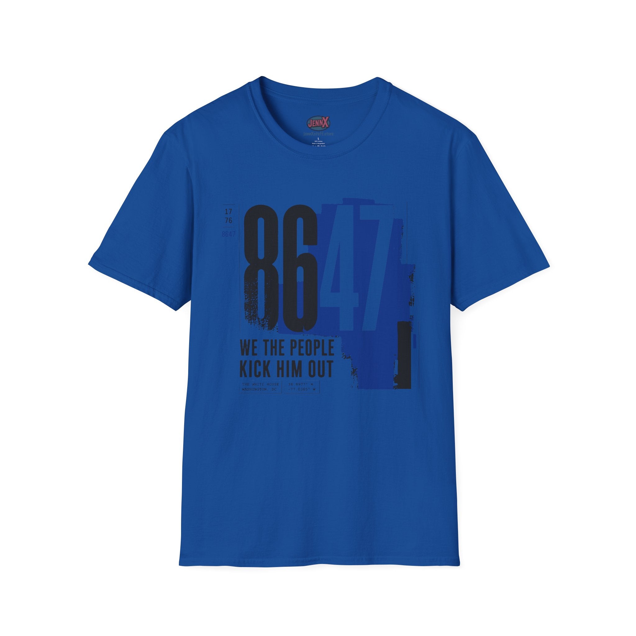 8647 Tee | Bold Blue Black Typographic T-Shirt I We The People Kick Him Out