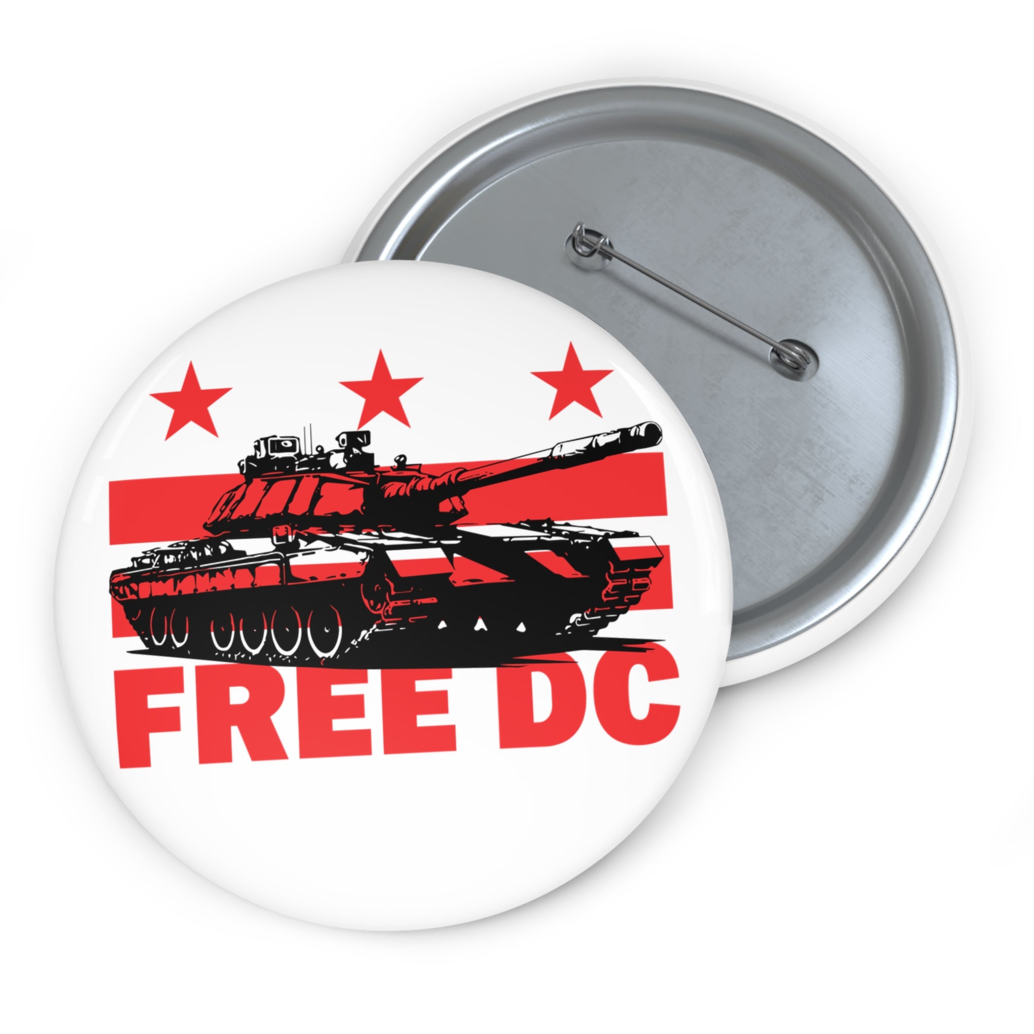 Free DC Tank Pin Buttons - Anti-Trump Federal Takeover - No Kings