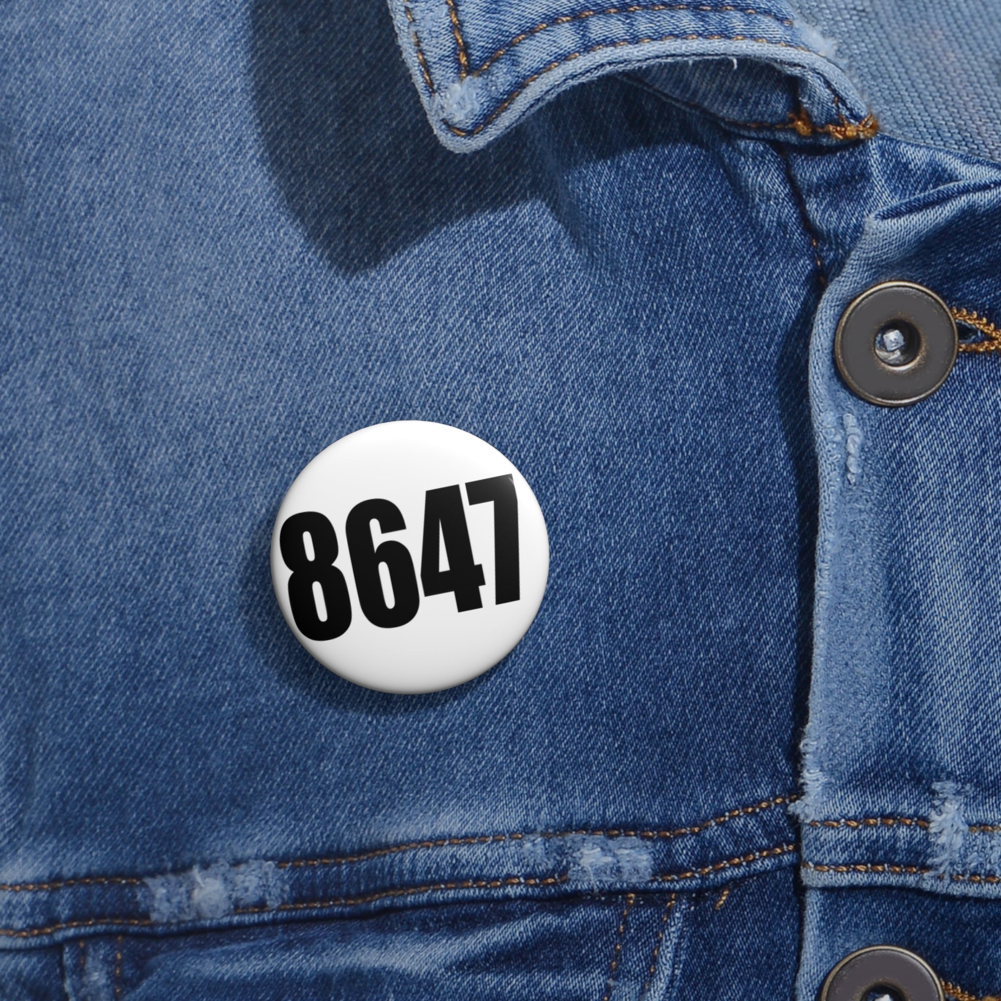 Bold Number 8647 Pin Button | Custom Number Badge