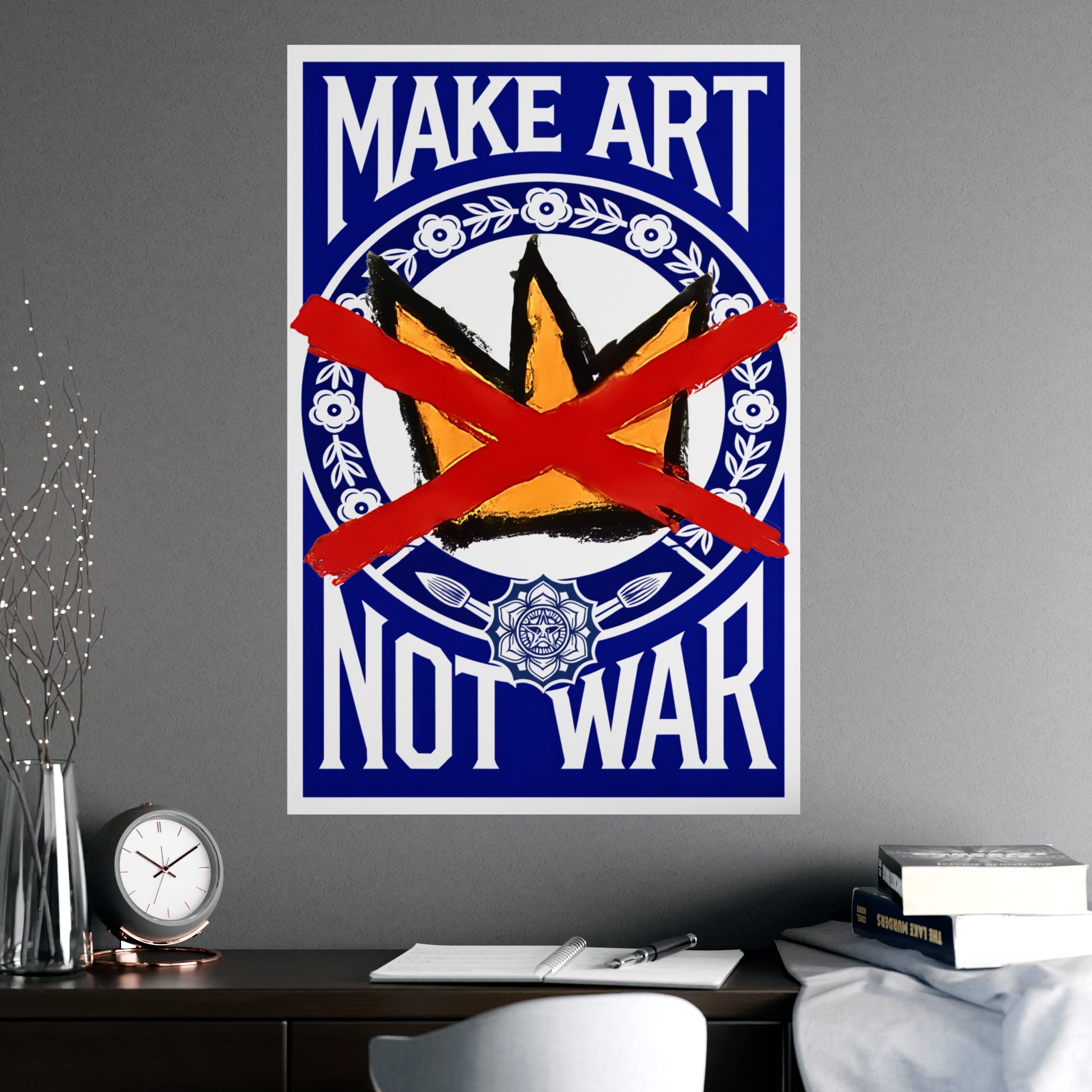 Make Art Not War poster | Political art print, anti-war decor