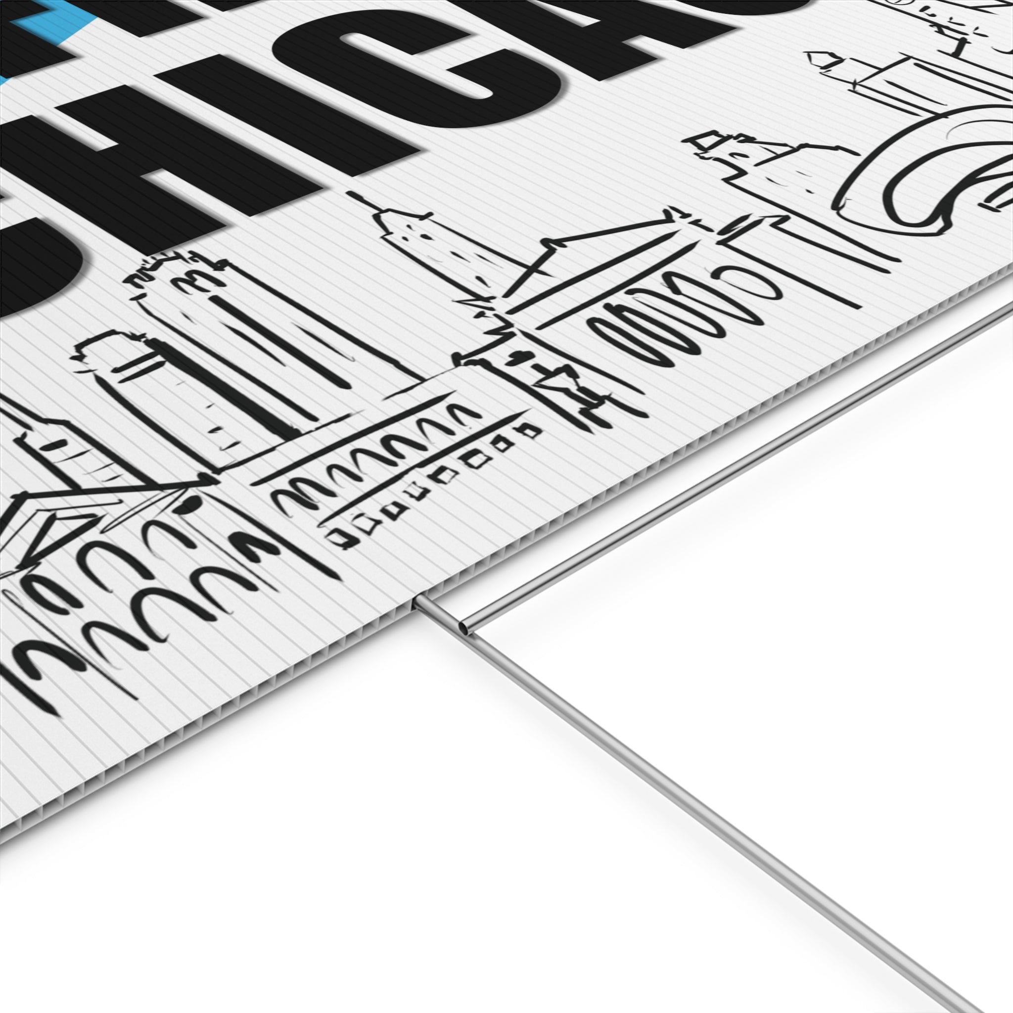 Free Chicago - Anti Trump Protest Yard Sign - No Kings Gear - Hand Drawn Skyline