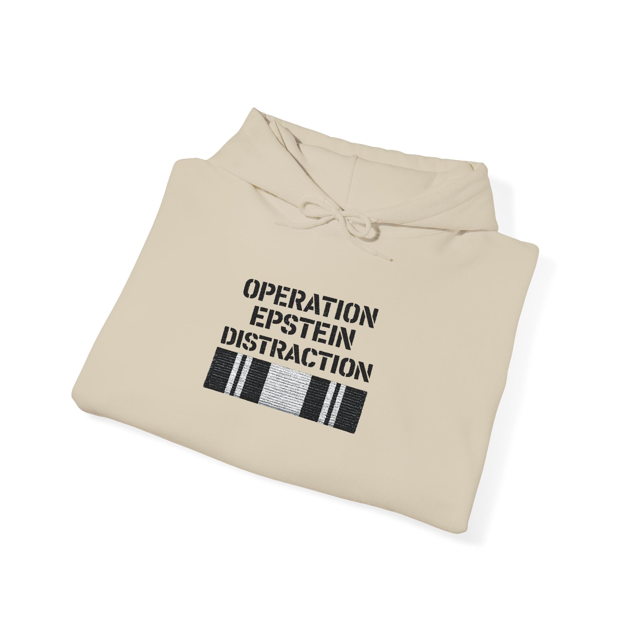 Operation Epstein Distraction Embroidered Hoodie – Iran War Protest Hoodie