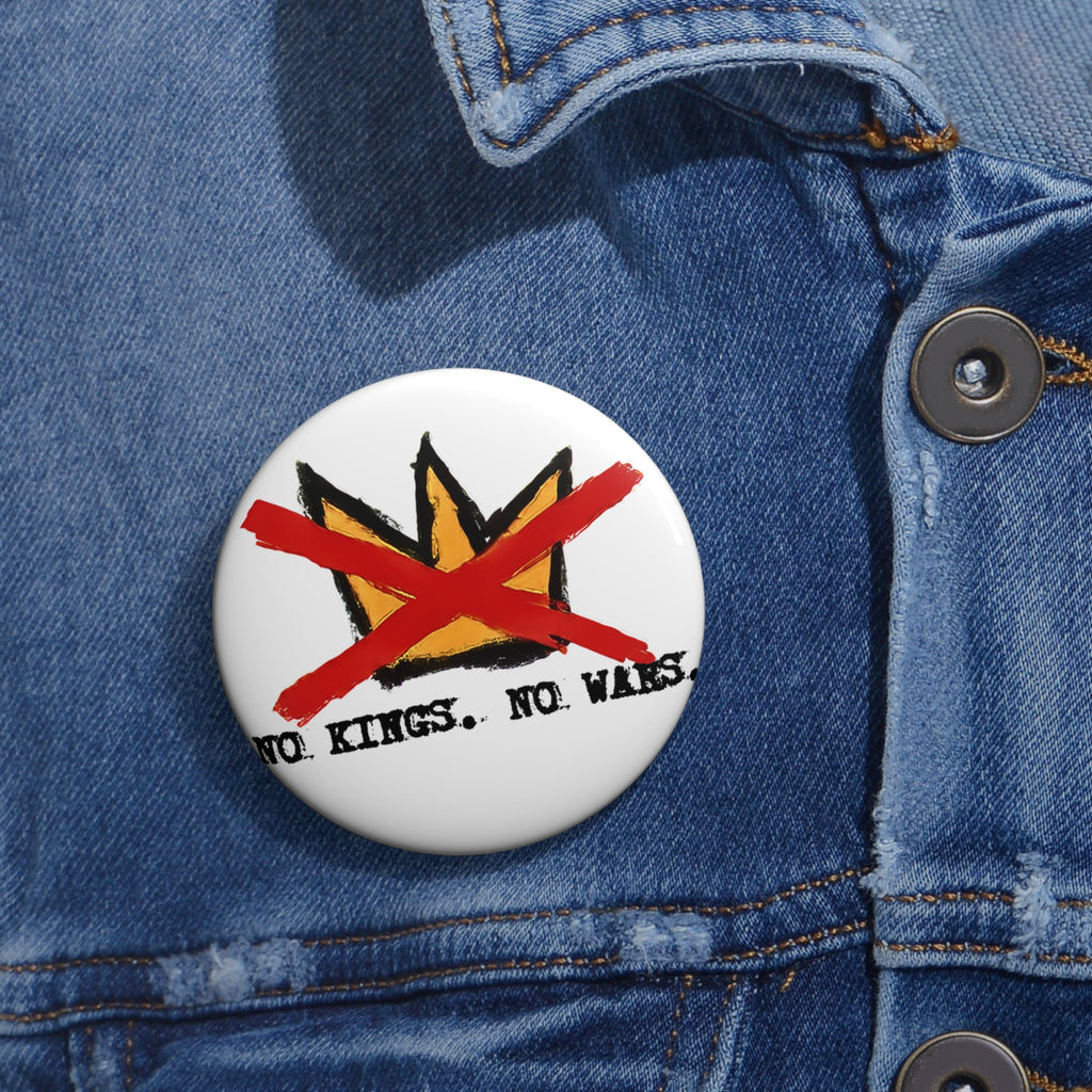 No Kings No Wars pin button | Anarchist crown design, 1.25" round