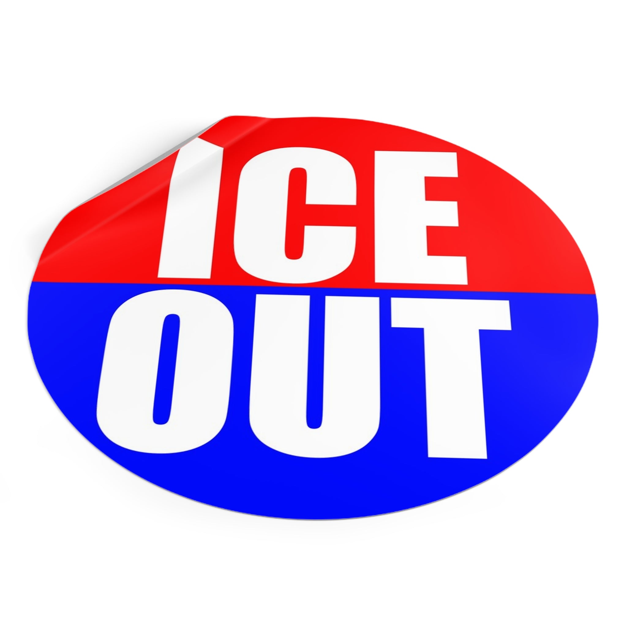 ICE OUT Red, White, and Blue Round Vinyl Sticker | Anti Immigration gestapo