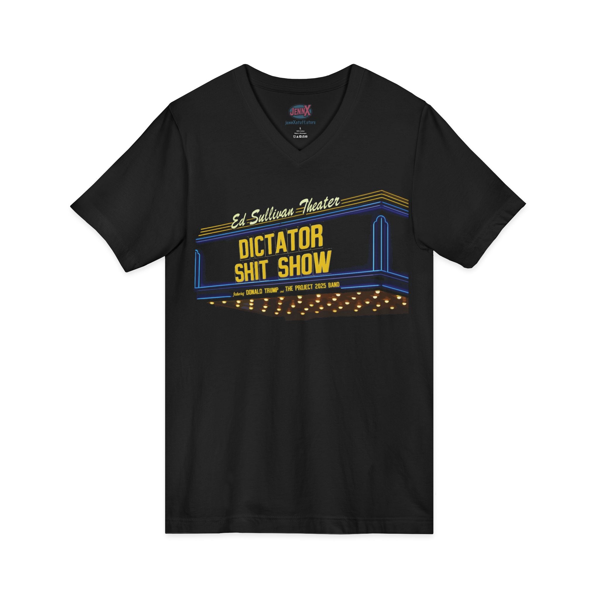 Colbert, Kimmell, free speech shirt - " The Dictator Shit Show Featuring Donald Trump and The Project 2025 Band"