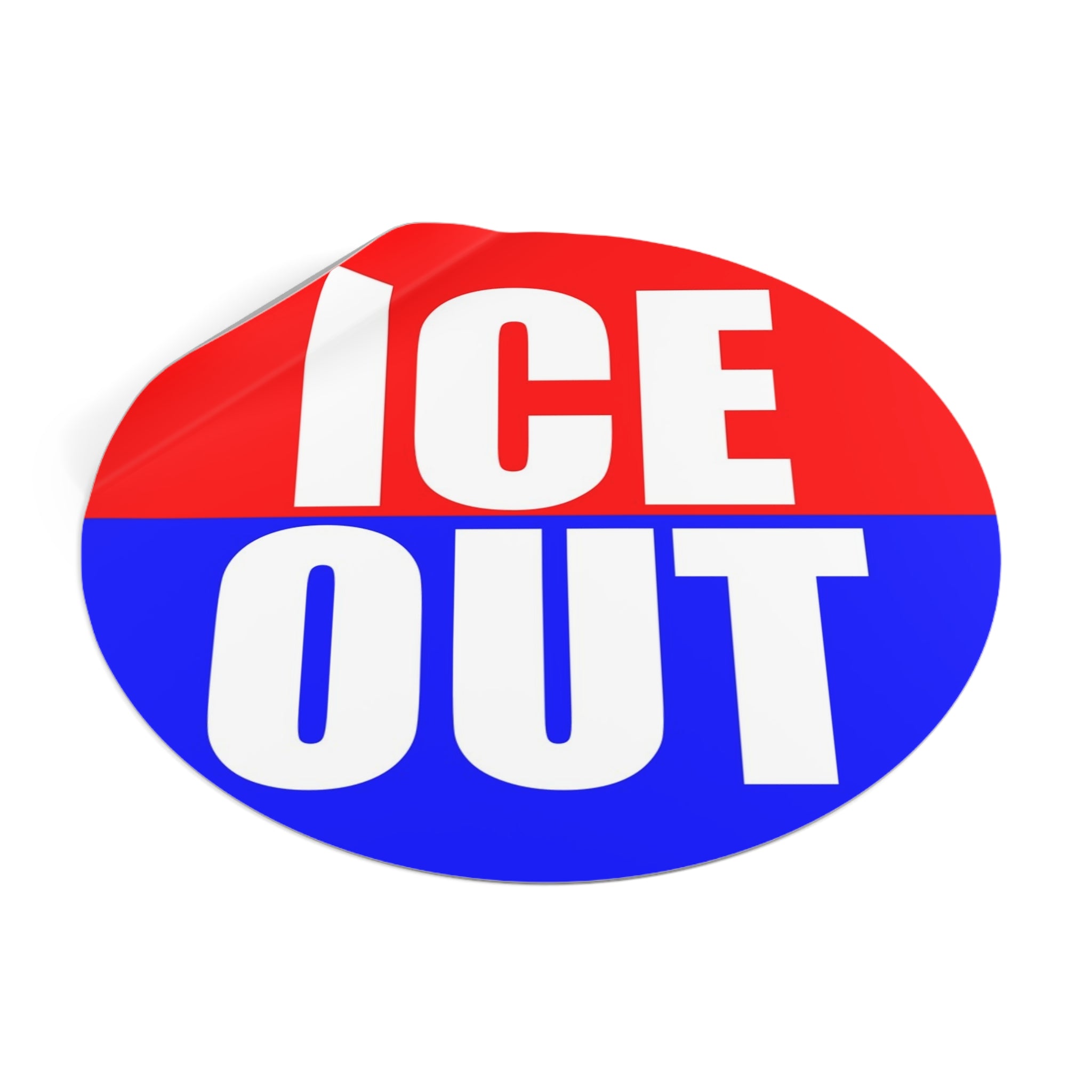ICE OUT Red, White, and Blue Round Vinyl Sticker | Anti Immigration gestapo