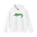 White hoodie with hand-drawn green chili pepper graphic, protest apparel style