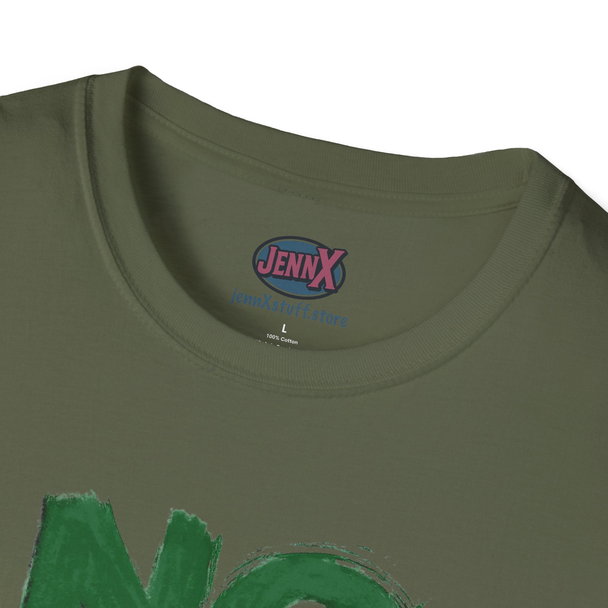 No War brushstroke design T-Shirt | Green Black Red anti-war slogan