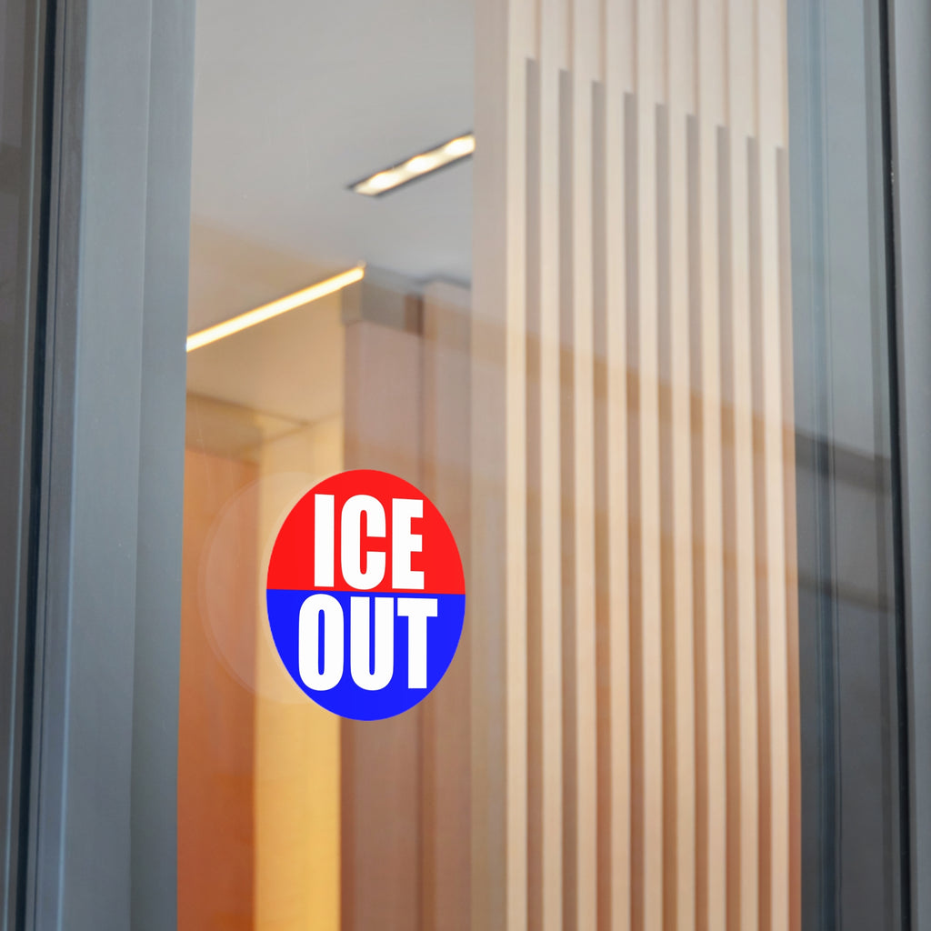 ICE OUT Red, White, and Blue Round Vinyl Sticker | Anti Immigration gestapo