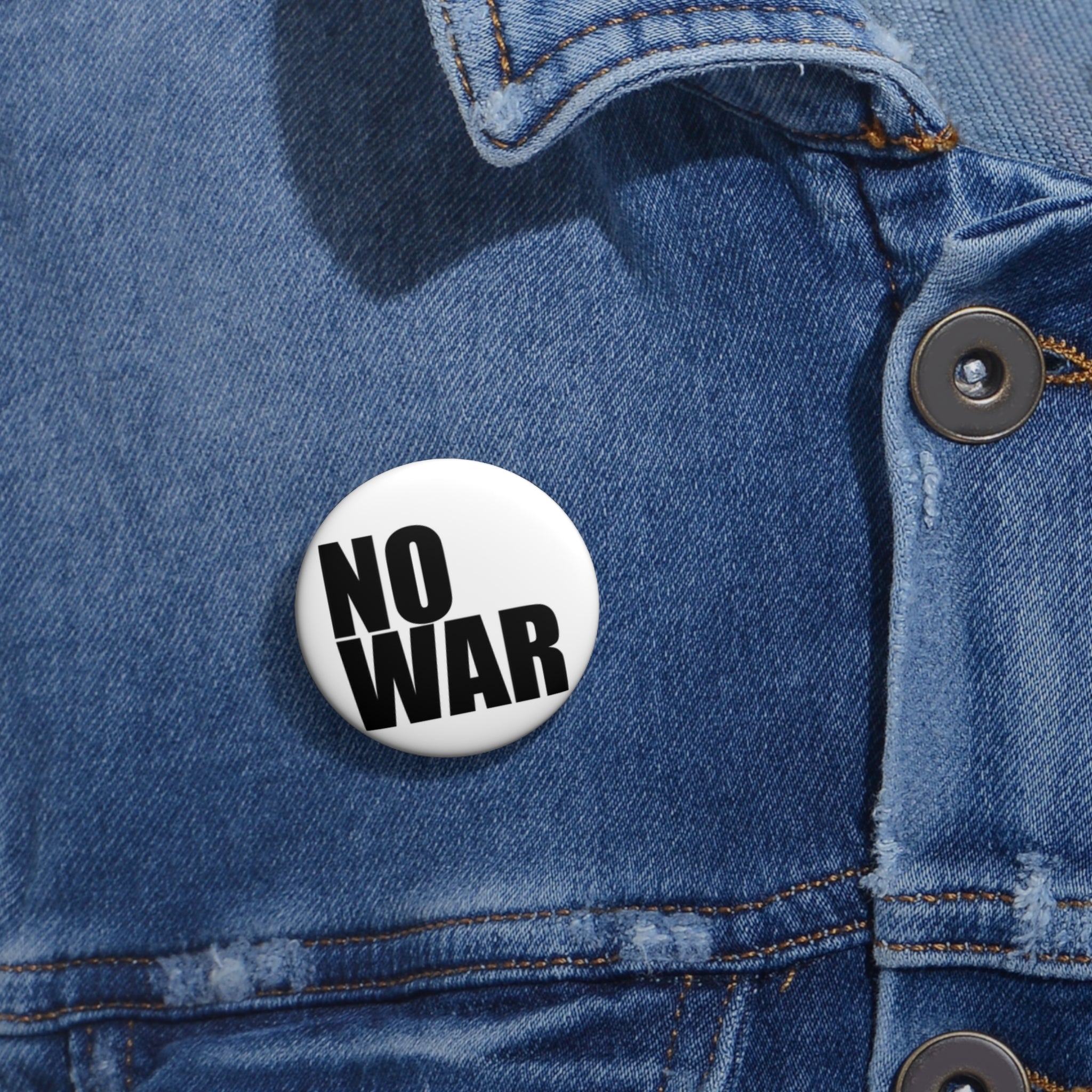 NO WAR peace slogan Pin Button | Anti-War Protest Badge