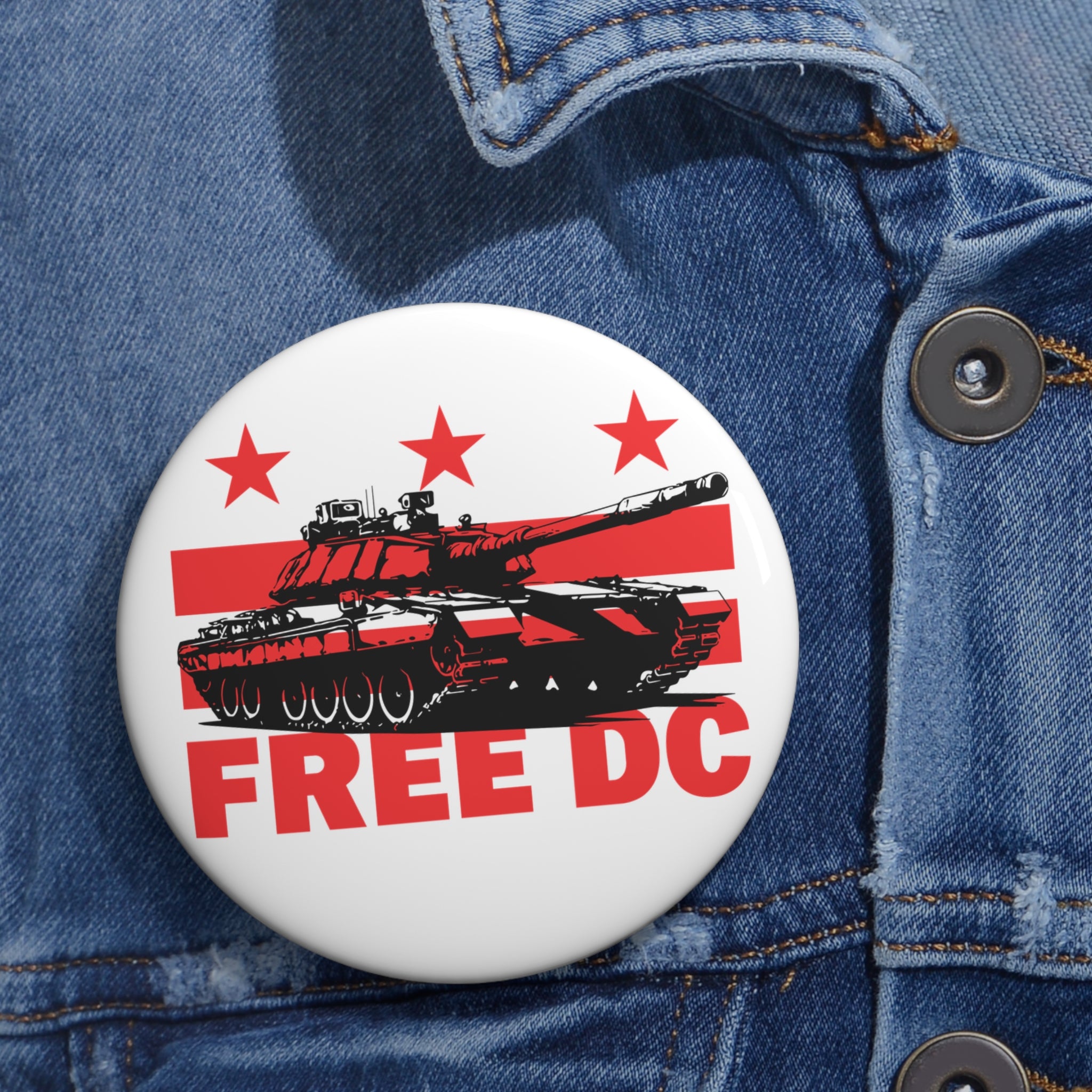 Free DC Tank Pin Buttons - Anti-Trump Federal Takeover - No Kings