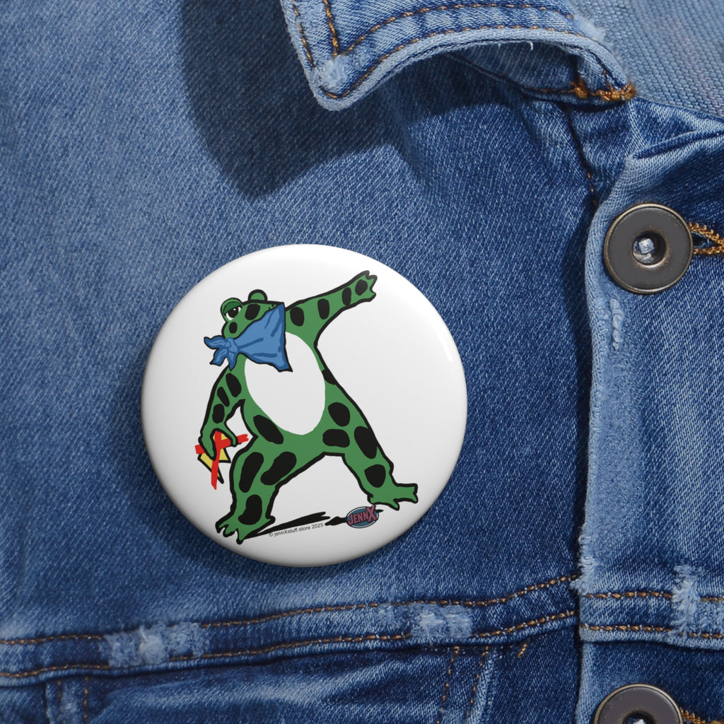 Peace Frog Protest Pin Button | Portland No Kings Resist | Anti-Trump Anti-Kristi Noem Graphic | JennX Political Art I No Kings