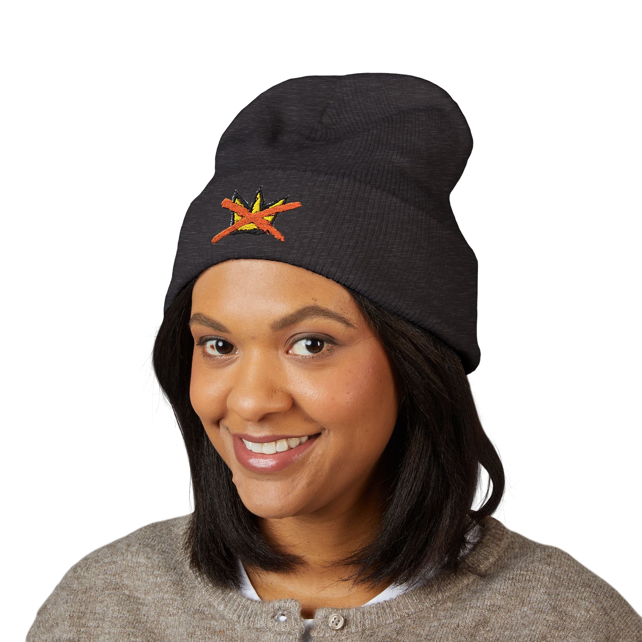 No Kings Cuffed Beanie with Embroidery - No Trump - Nope - No Kings Crown