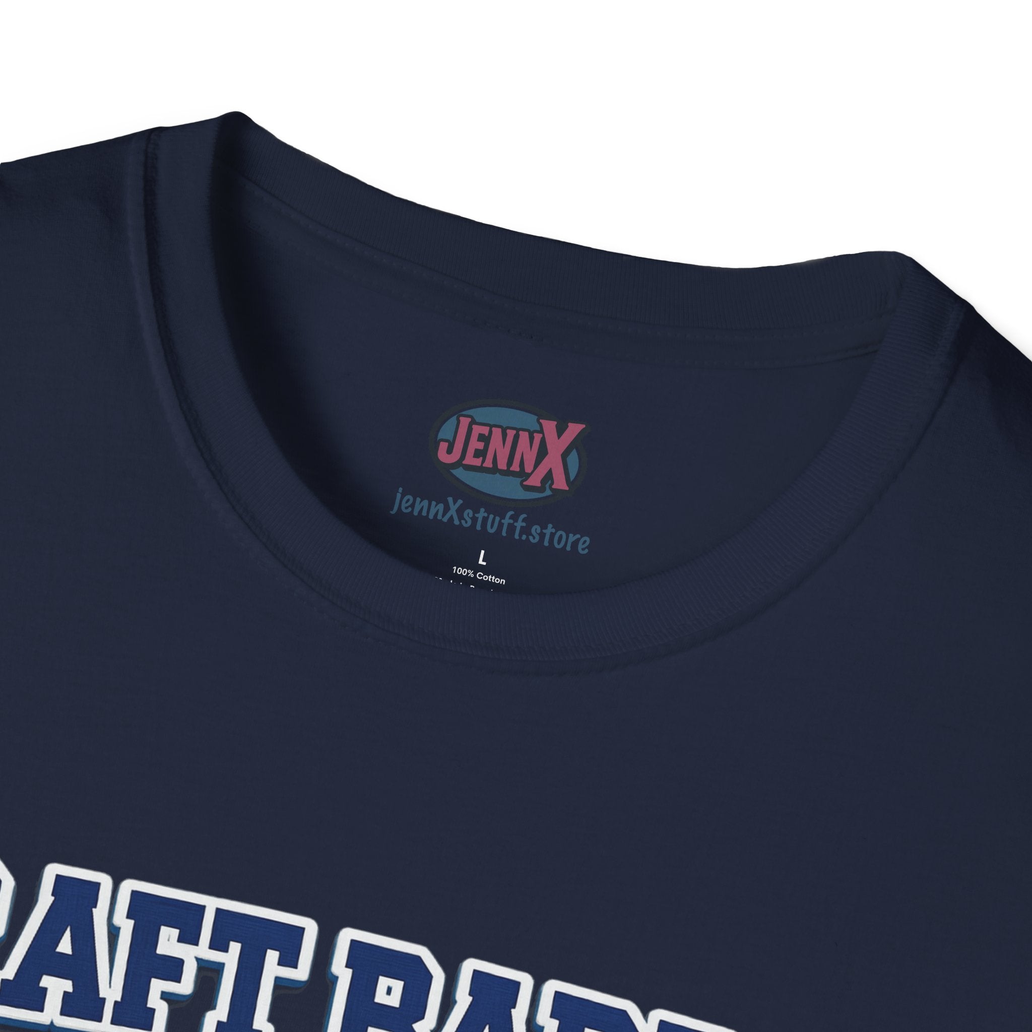 Draft Barron T-Shirt | Collegiate Block Text, White Tee