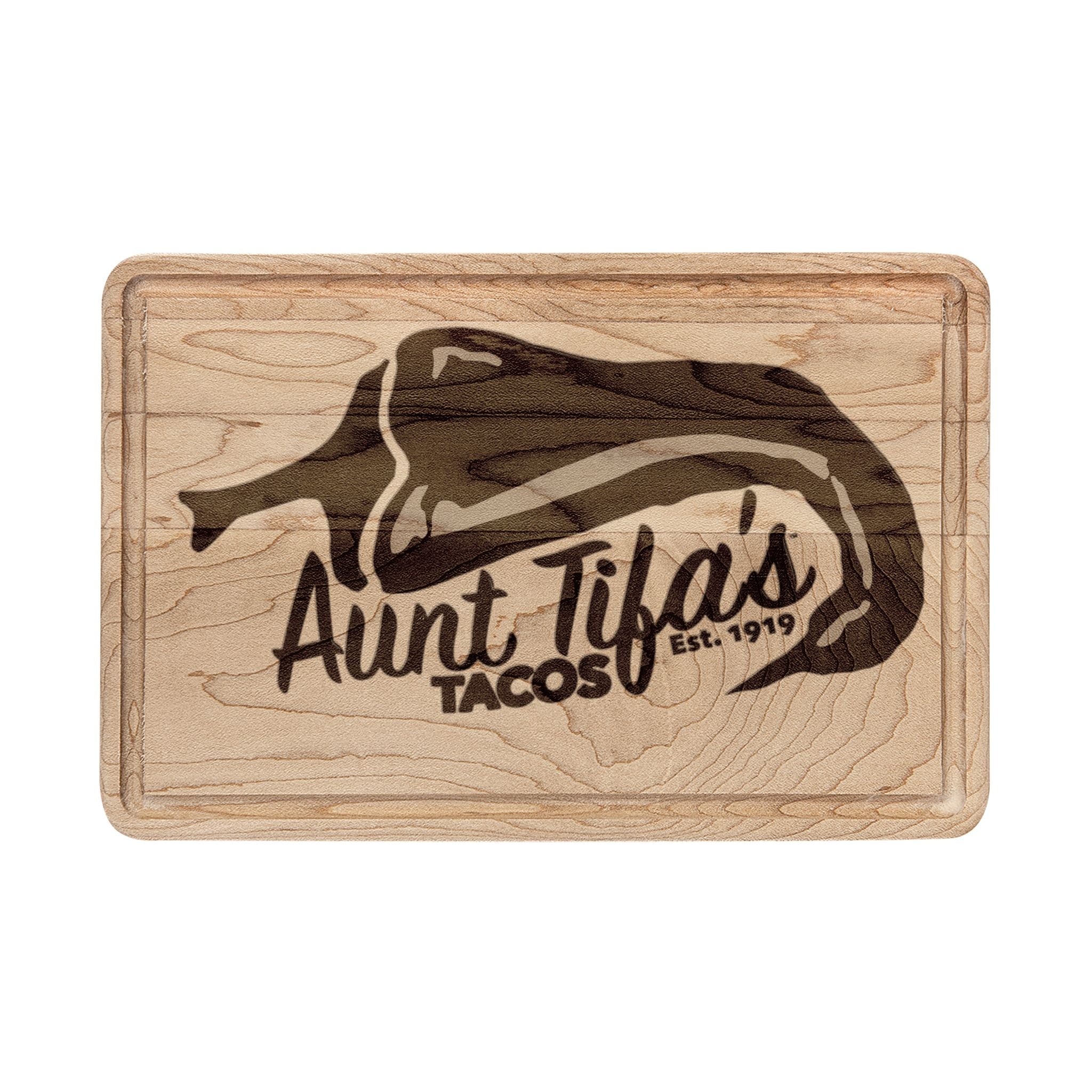 Aunt Tifa's Tacos Wooden Cutting Board - Perfect Anti-Trump ANTIFA gift - Political Satire