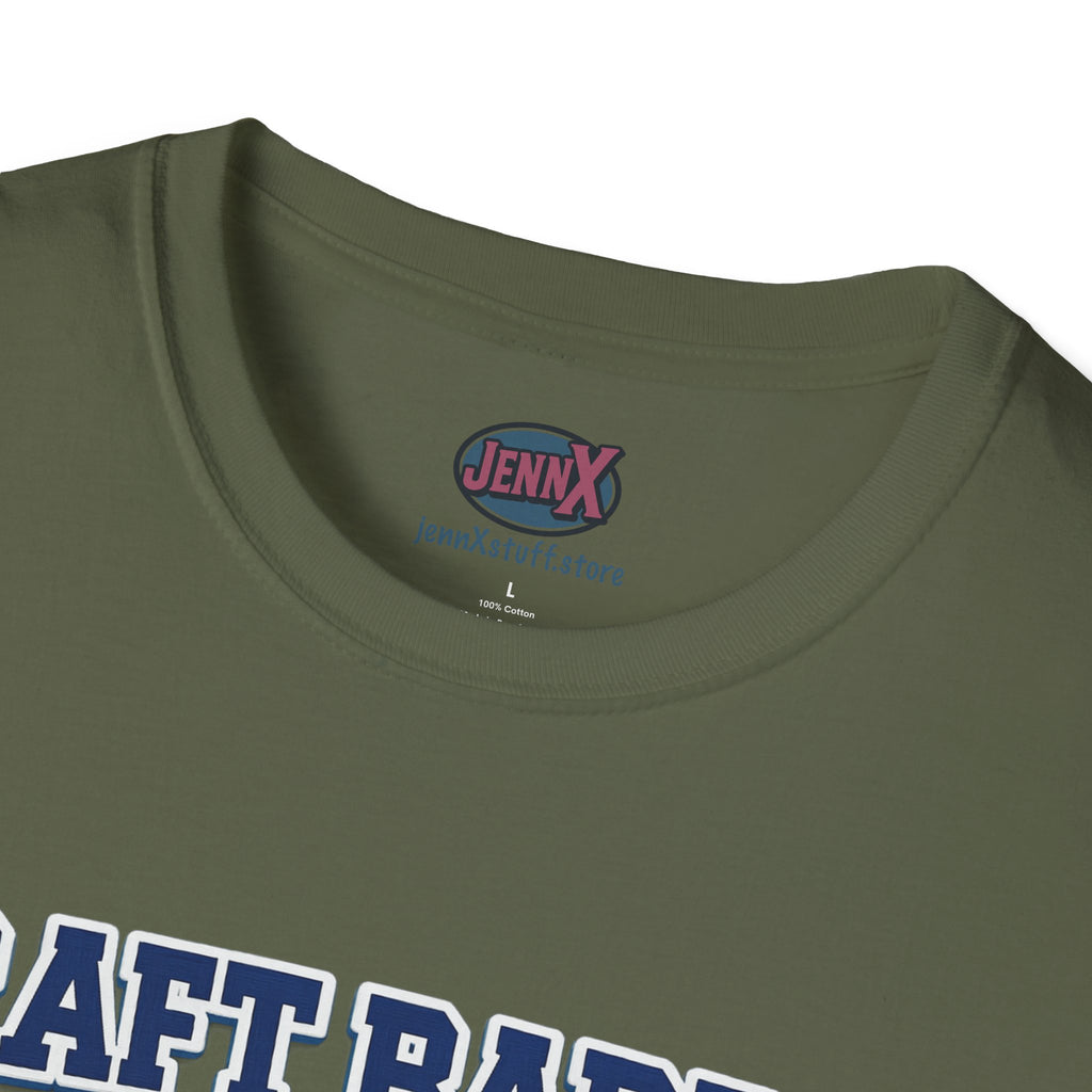Draft Barron T-Shirt | Collegiate Block Text, White Tee