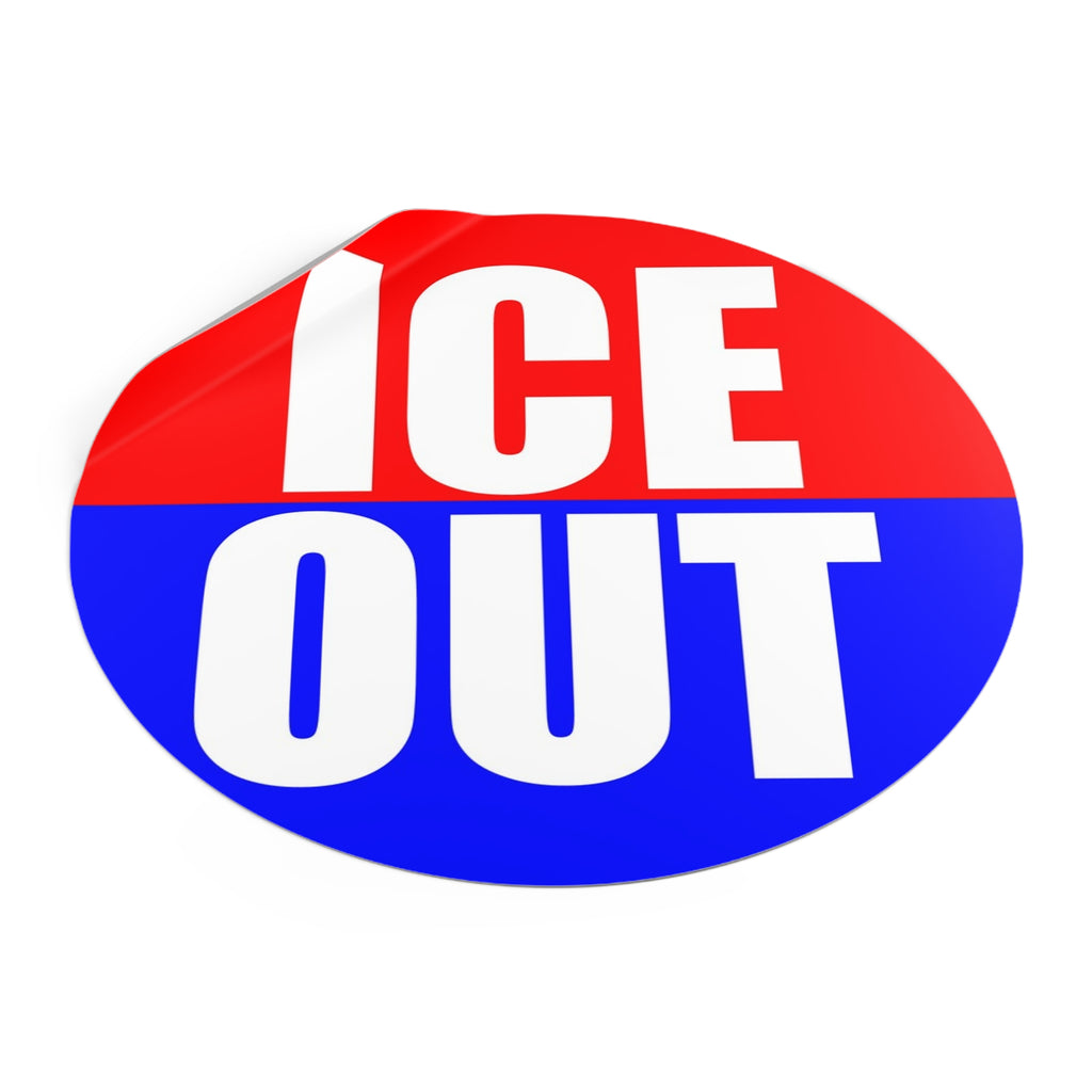 ICE OUT Red, White, and Blue Round Vinyl Sticker | Anti Immigration gestapo