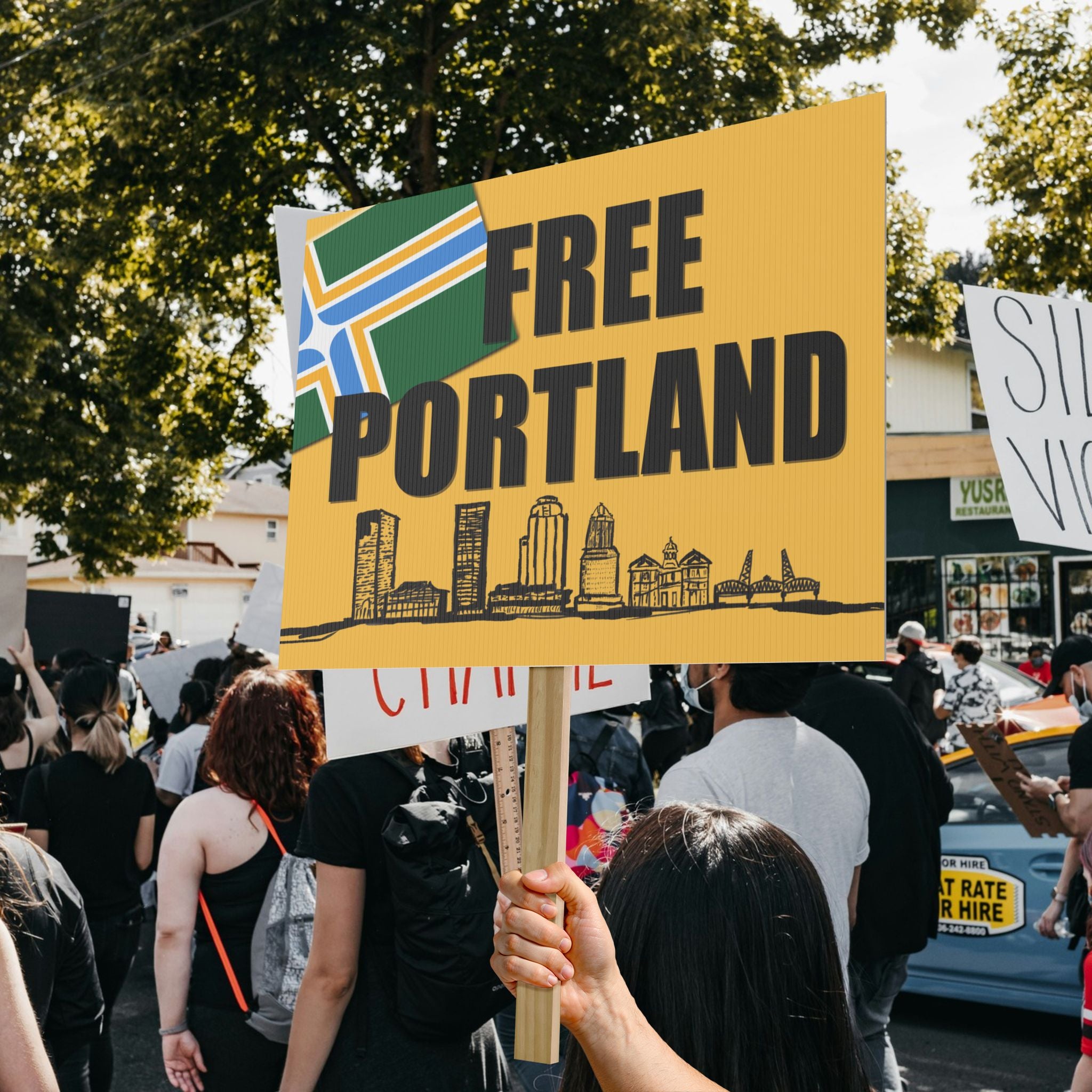 Anti ICE Free Portland Sign - Order Your Protest Gear Now - Hand-Drawn Original
