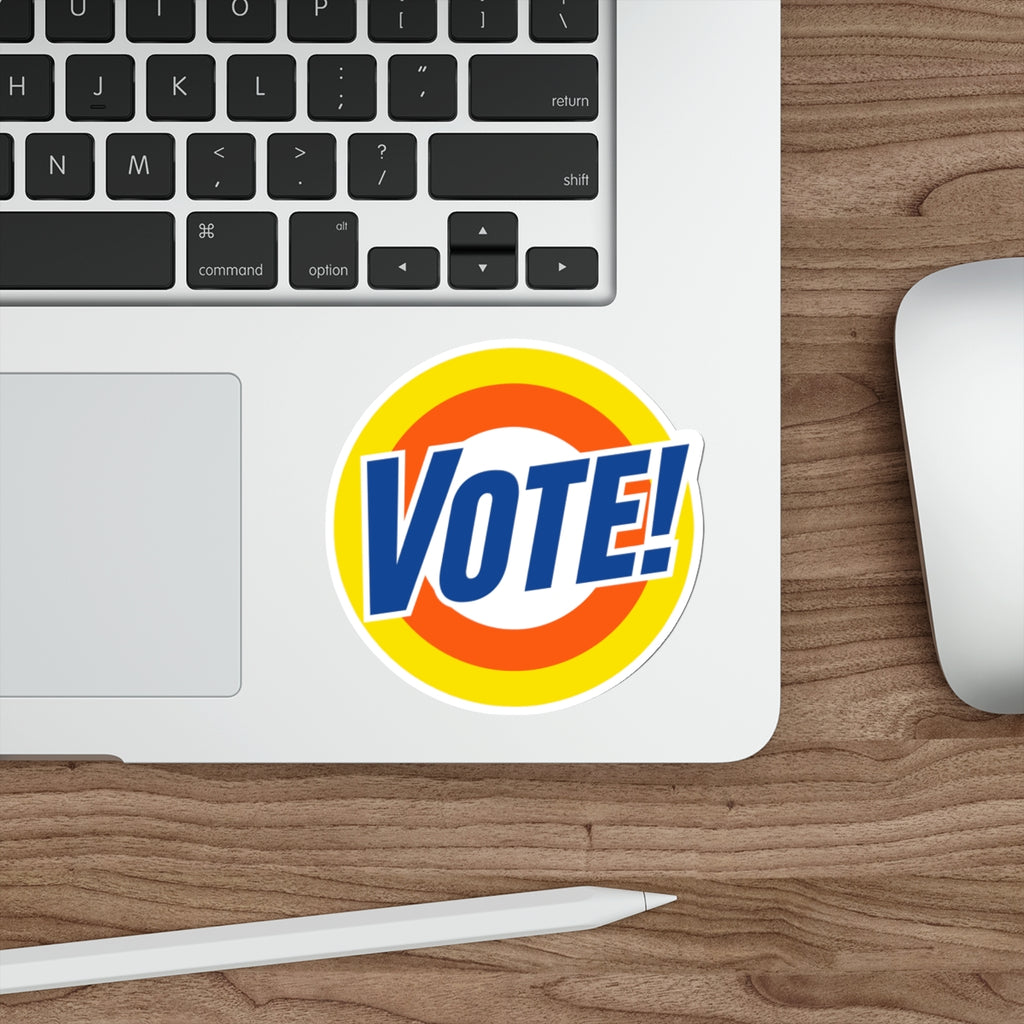 Vote! Round Sticker | Die Cut Sticker, Voter Awareness Decal