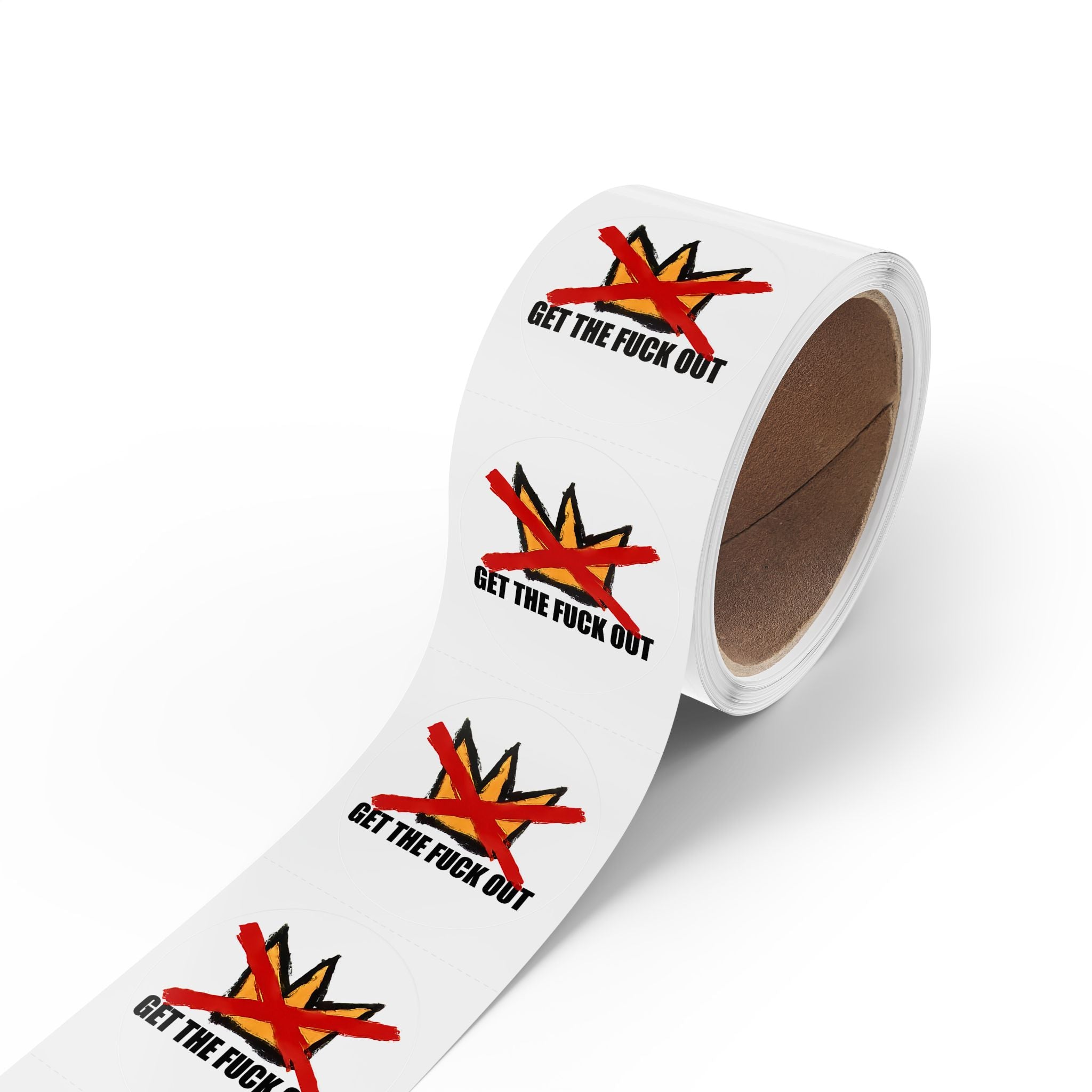 No Kings sticker roll Get The Fuck Out - For Good Minneapolis bulk protest stickers