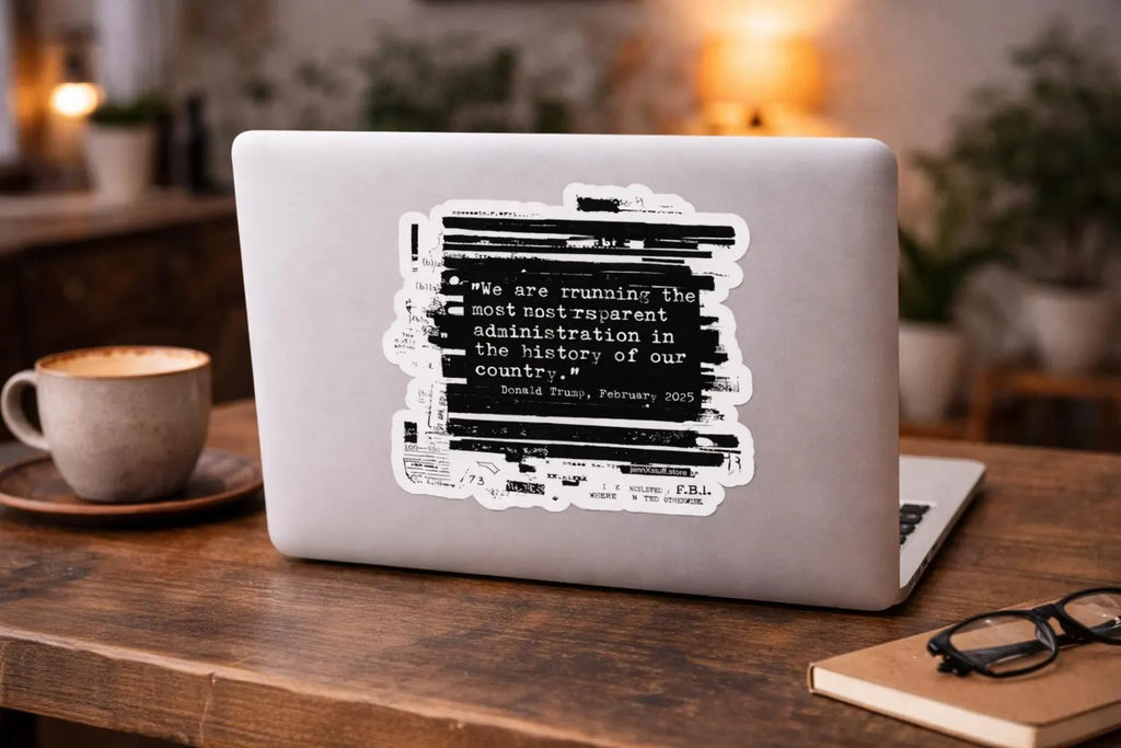 Epstein Files Trump Lies JOD Quote Sticker | Redaction is hand-drawn