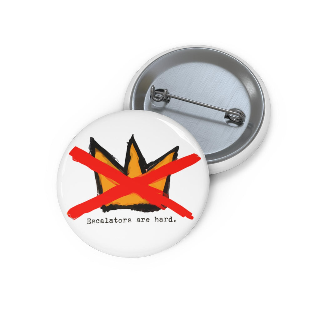 No Kings UN escalator Pin makes fun of Trump – "Escalators Are Hard" Protest Button