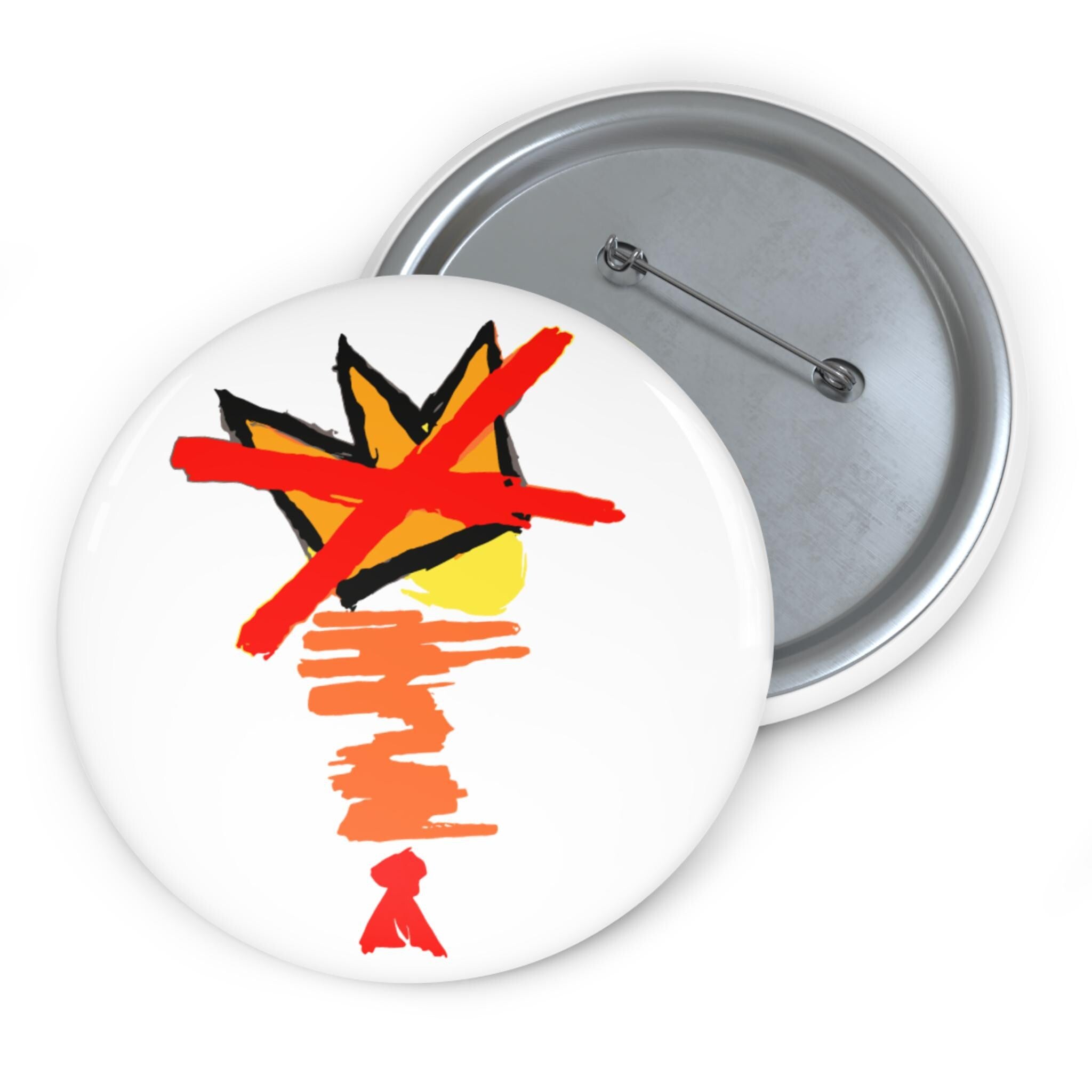 No Kings Anti-Trump Button - Abstract Art Political Pin