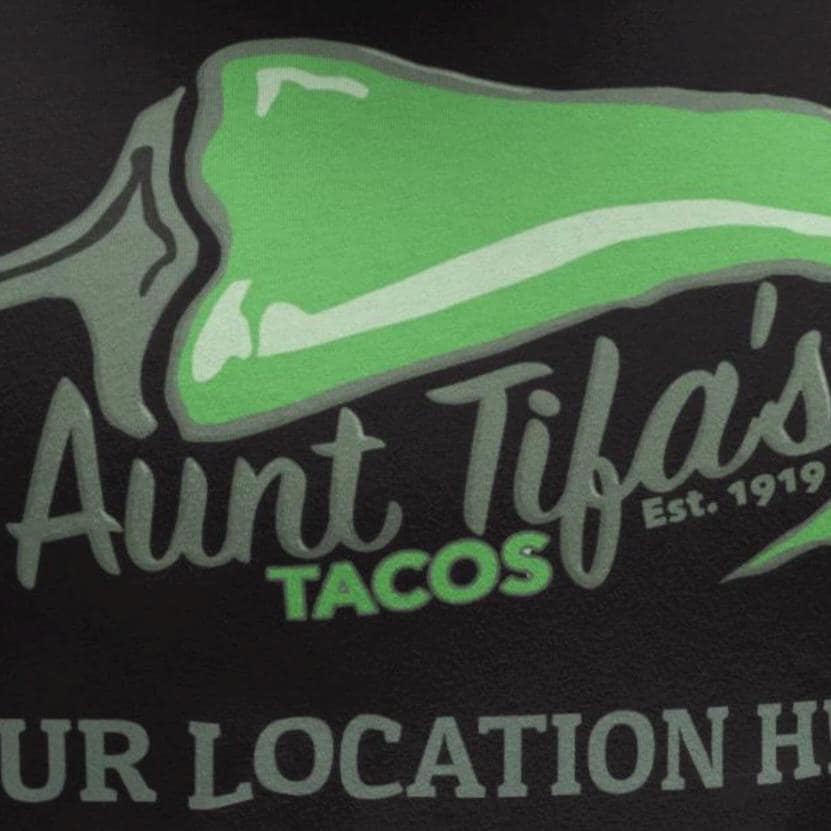 Personalized Anti-Trump Aunt Tifa's Tacos Tee - TACO Tuesday - Free Sticker!