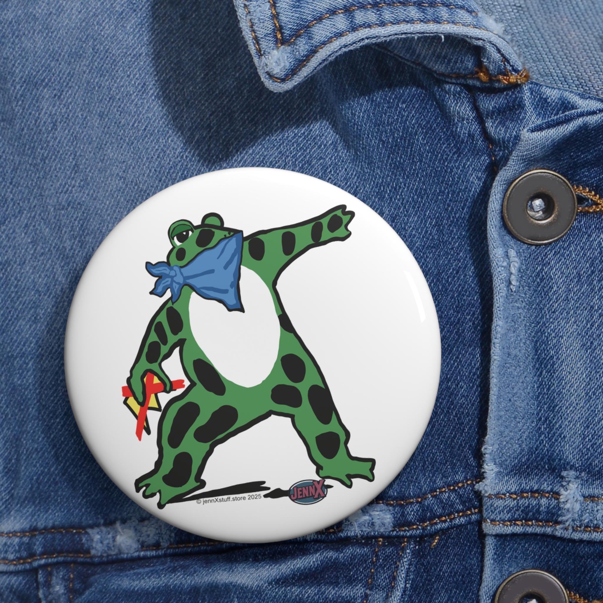 Frog Protest pin No Kings Anti Trump Antifa Banksy-Inspired Button