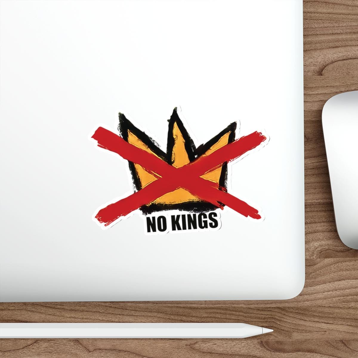 No Kings sticker Hand-Drawn Die-Cut Political - Artist Made Anti-Trump Democracy Art Gift