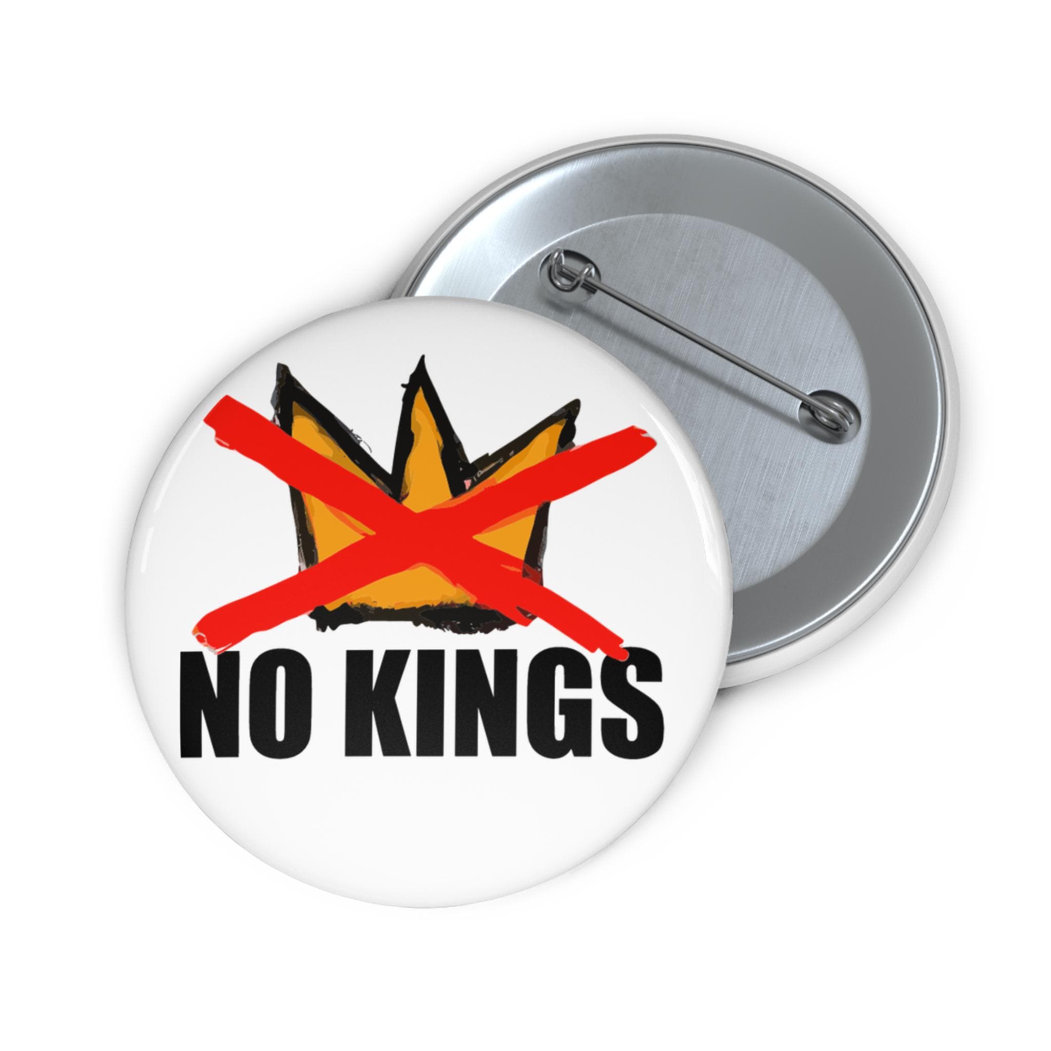 No Kings Pin Anti-Fascism Button Hand-Drawn Political Protest Resistance Democracy Badge Activist Accessory