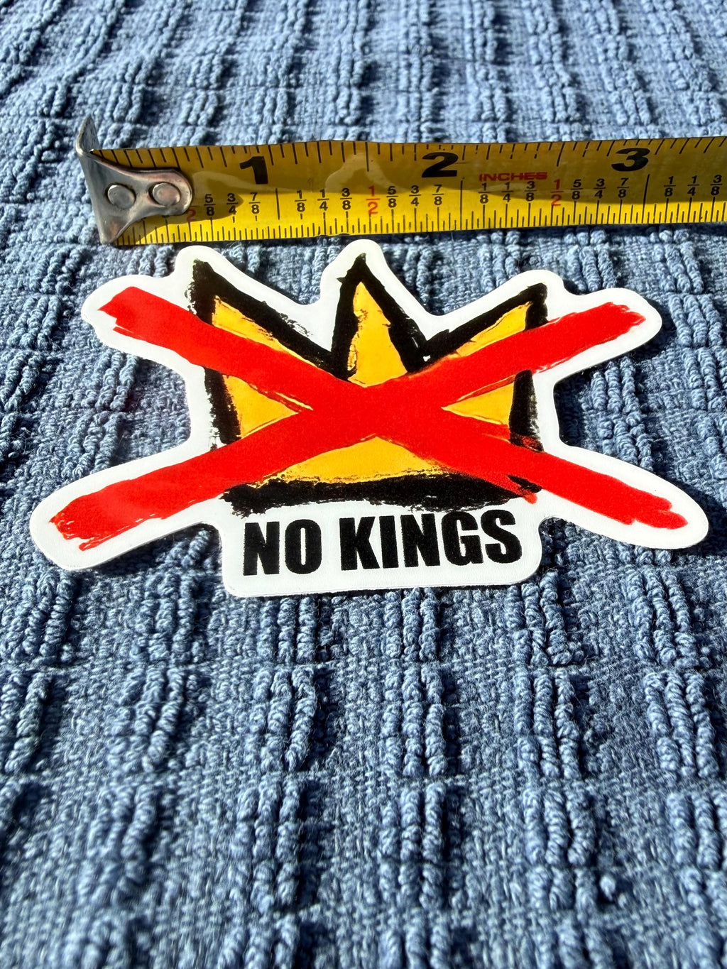 No Kings Sticker: Hand-Drawn Anti-Trump Protest Decal, Textured Artwork Vinyl Sticker