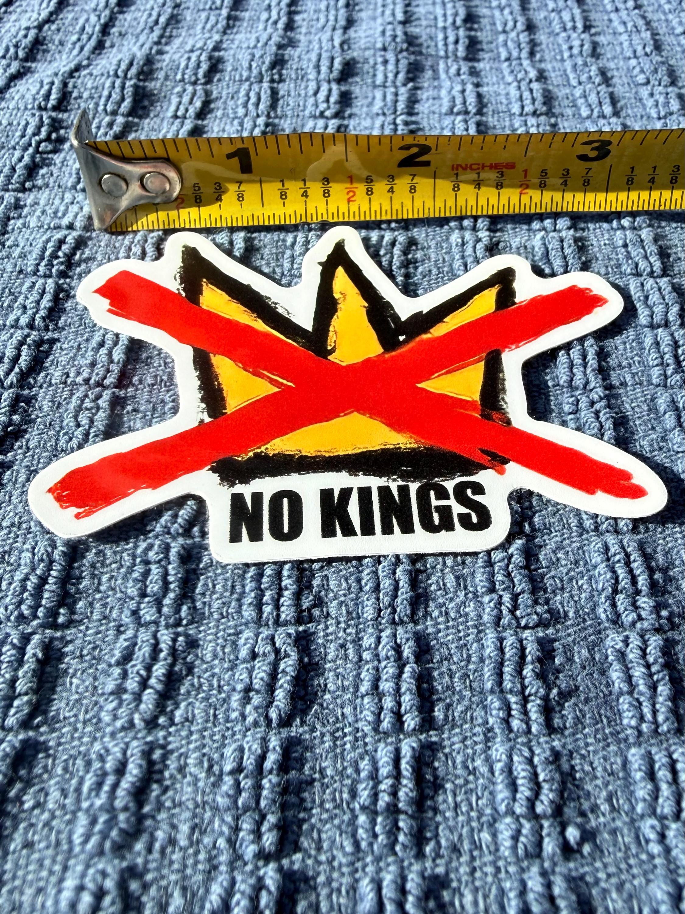 No Kings Sticker: Hand-Drawn Anti-Trump Protest Decal, Textured Artwork Vinyl Sticker