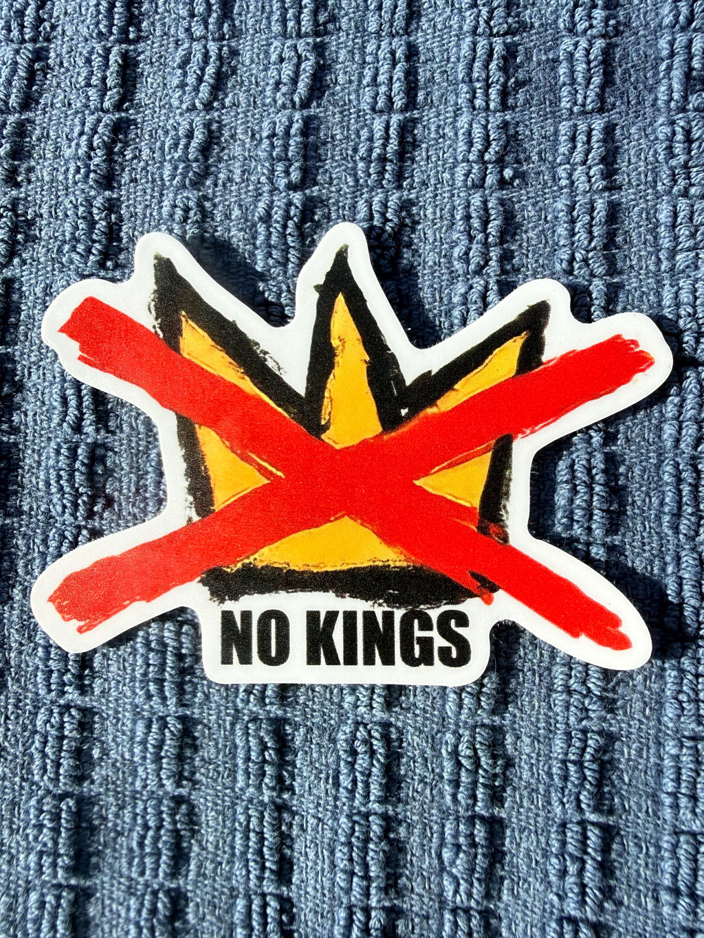 No Kings Sticker: Hand-Drawn Anti-Trump Protest Decal, Textured Artwork Vinyl Sticker