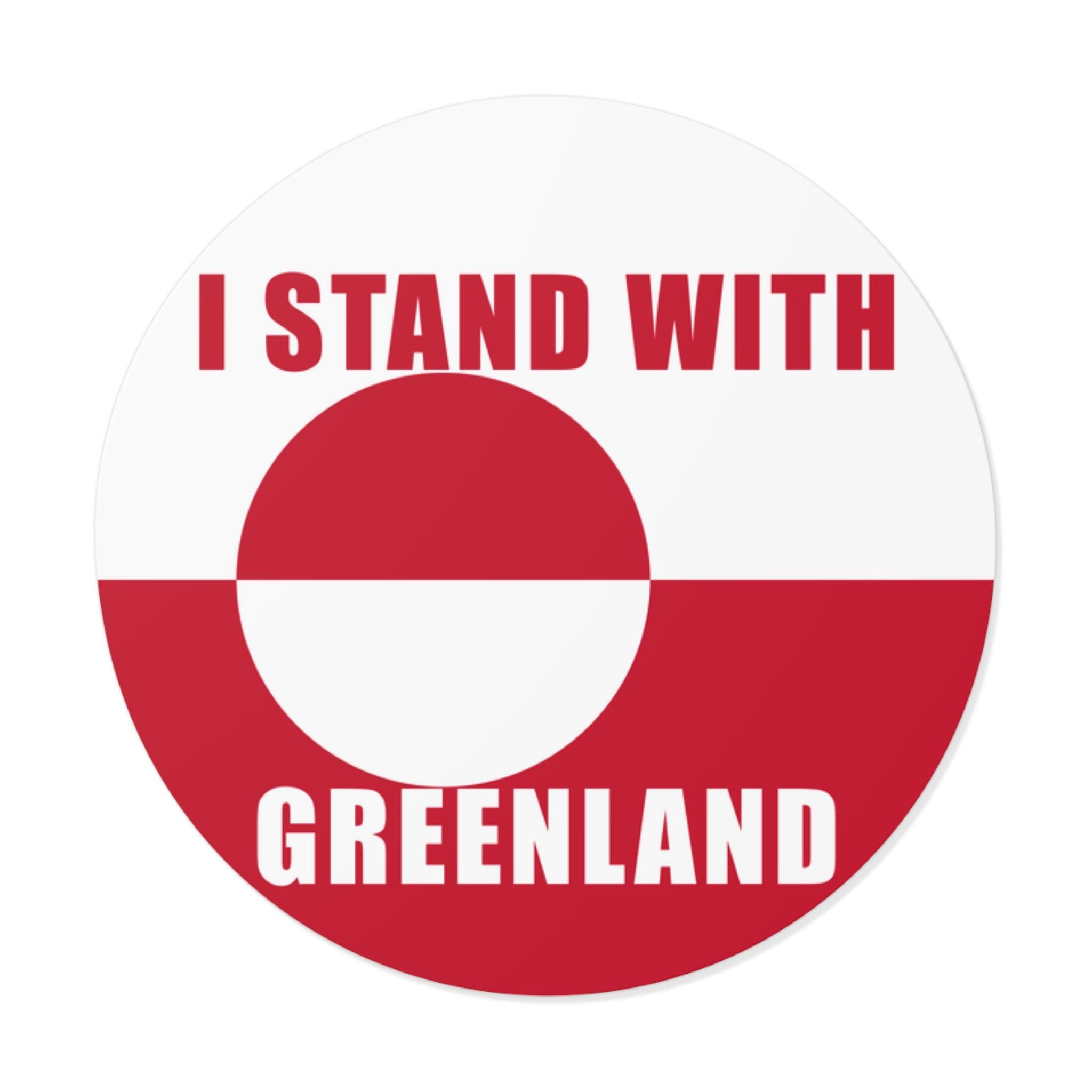 I Stand With Greenland round vinyl sticker | Greenland flag solidarity