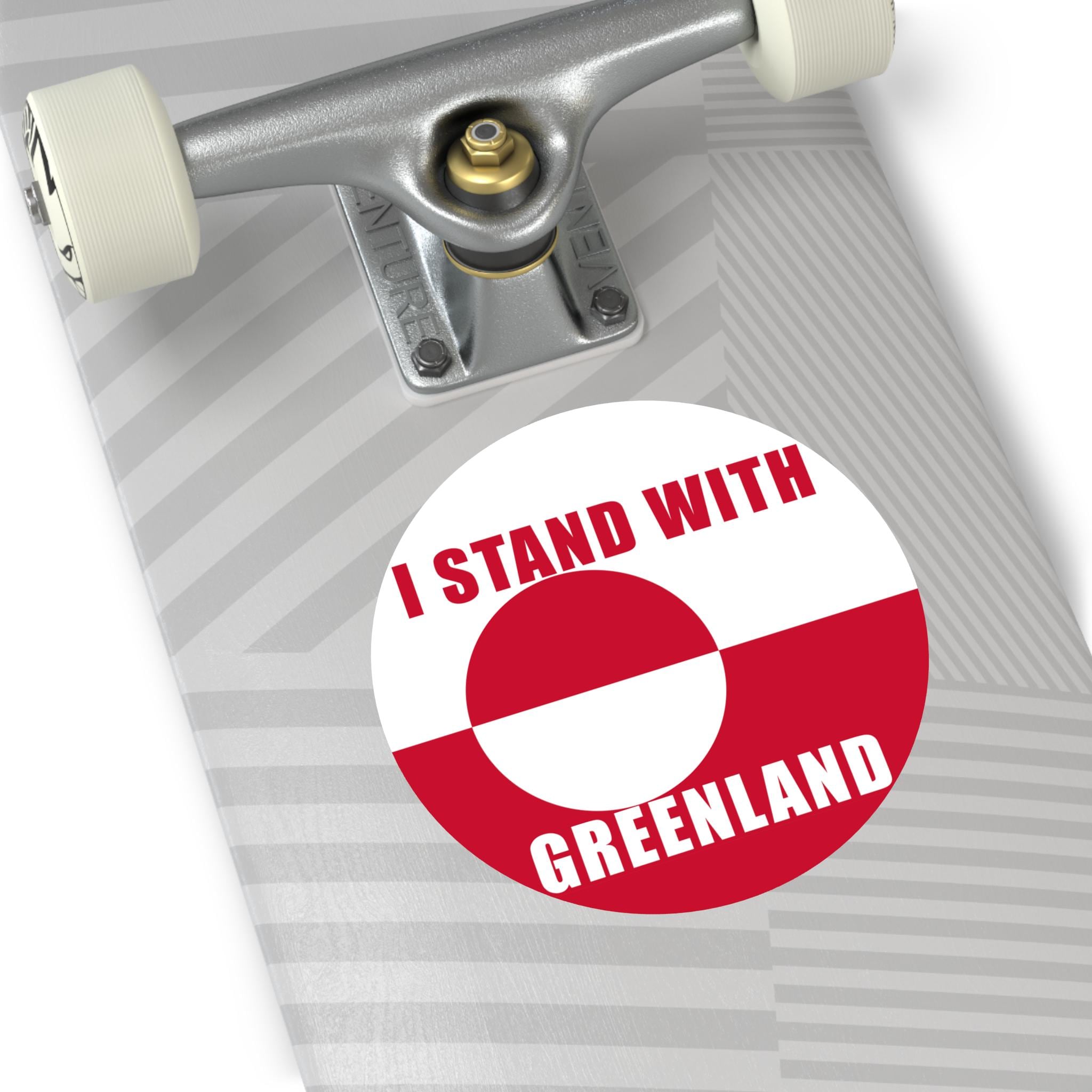 I Stand With Greenland round vinyl sticker | Greenland flag solidarity