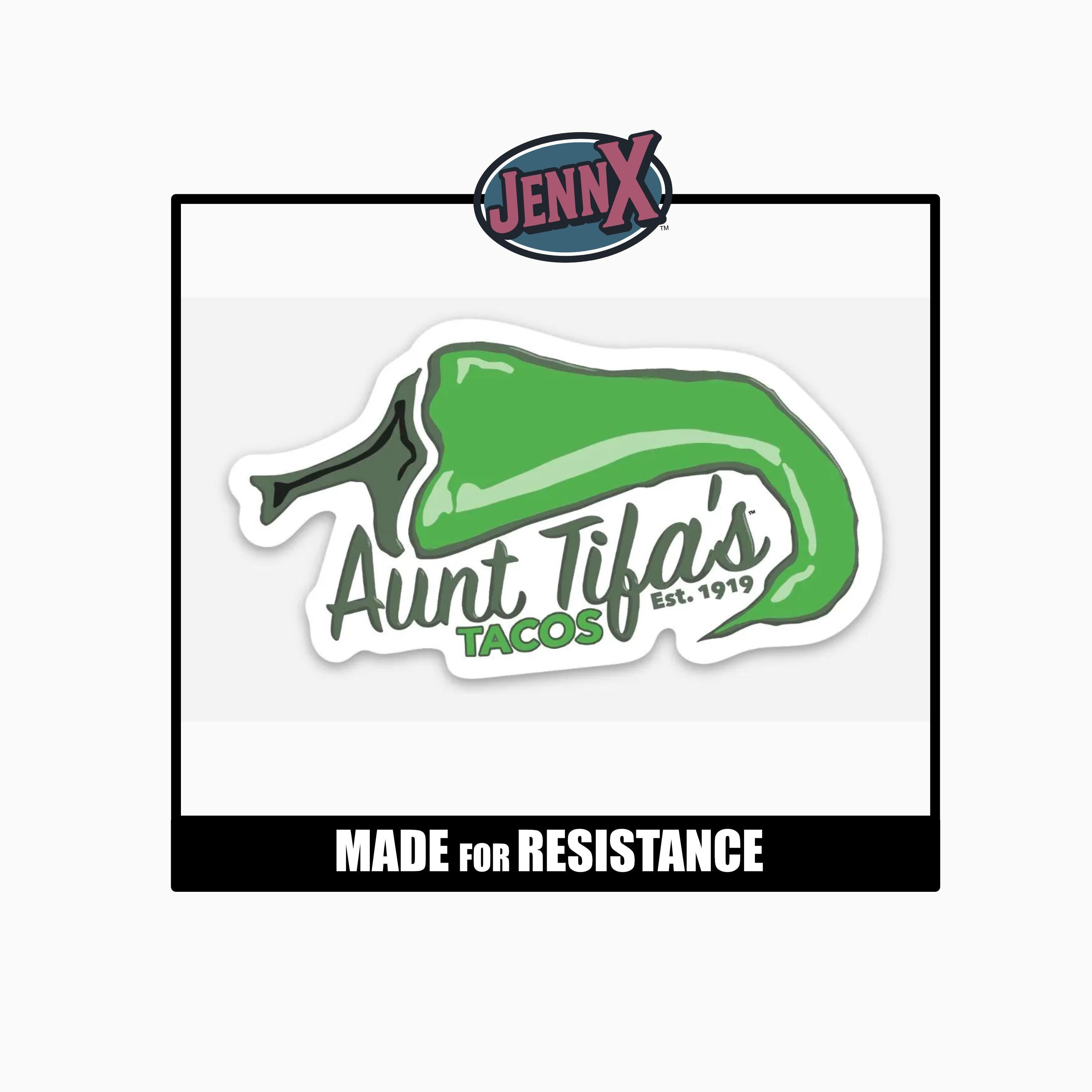 Aunt Tifa's Tacos Sticker - Antifa Trump Protest Humor - Buy 3 Get 1 Free