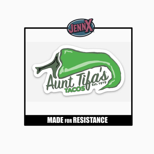 Aunt Tifa's Tacos Sticker - Antifa Trump Protest Humor - Buy 3 Get 1 Free