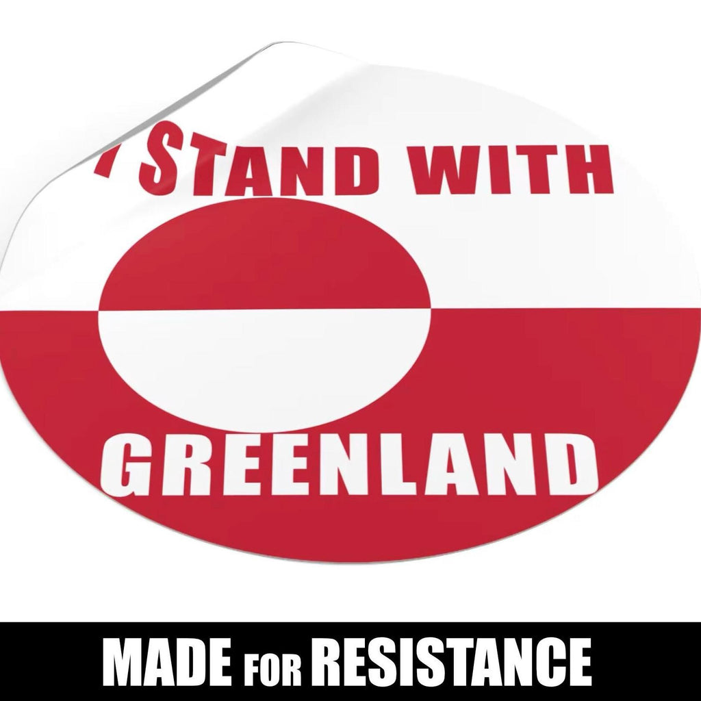 I Stand With Greenland round vinyl sticker | Greenland flag solidarity