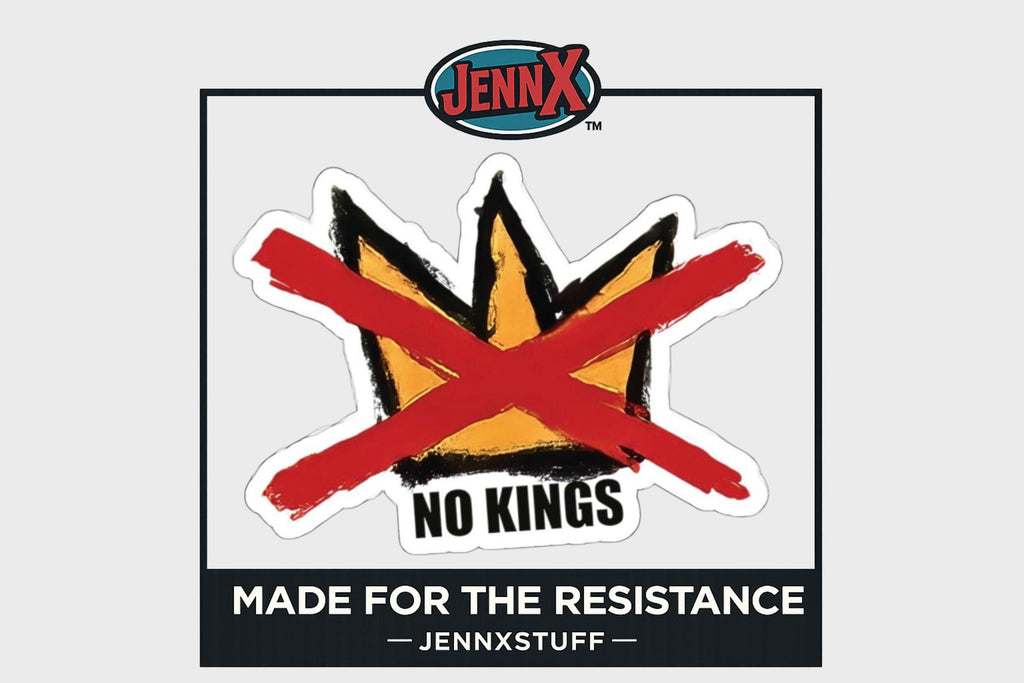 No Kings Sticker: Hand-Drawn Anti-Trump Protest Decal, Textured Artwork Vinyl Sticker