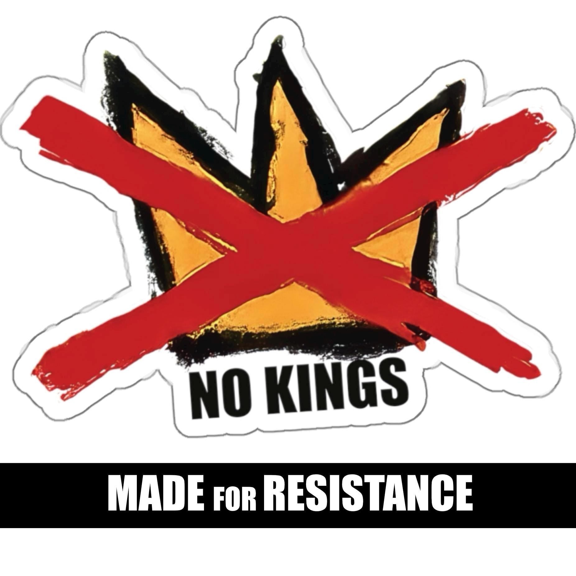 No Kings Sticker: Hand-Drawn Anti-Trump Protest Decal, Textured Artwork Vinyl Sticker