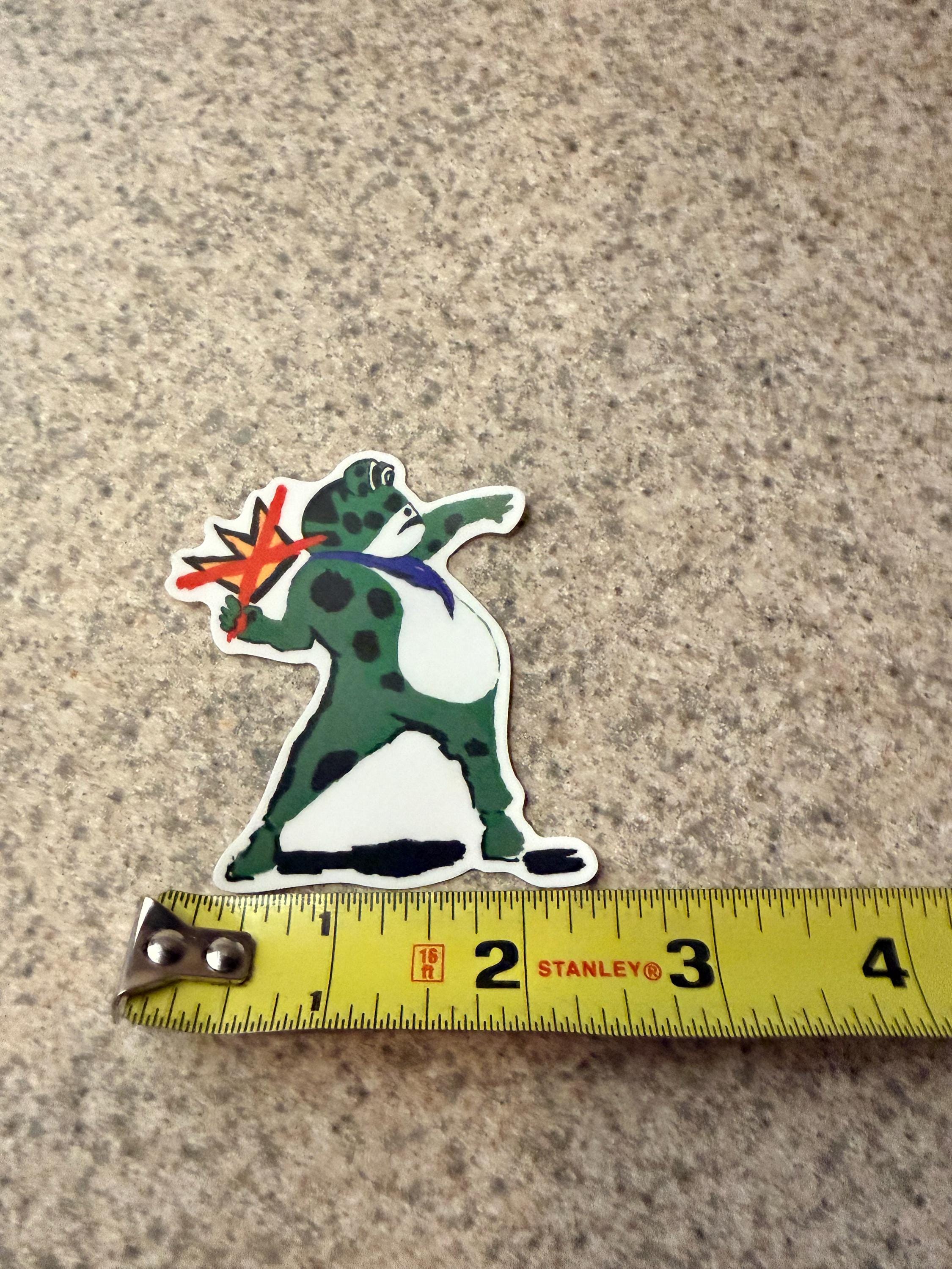 Protest Frog Sticker – Banksy Inspired, Hand-Drawn Vinyl Art