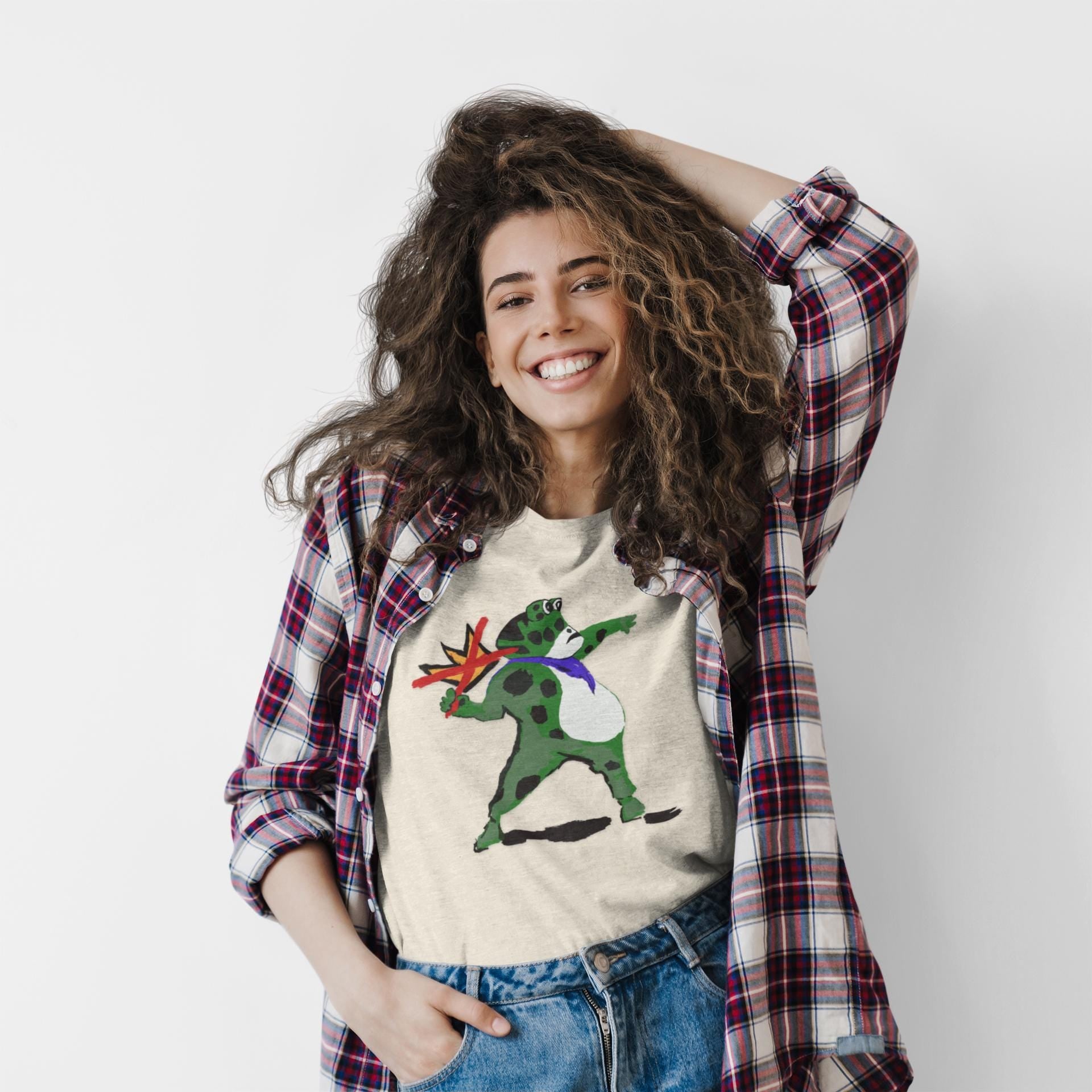 No Kings Hand Drawn Banksy Flower Thrower inspired Protest Frog T-Shirt