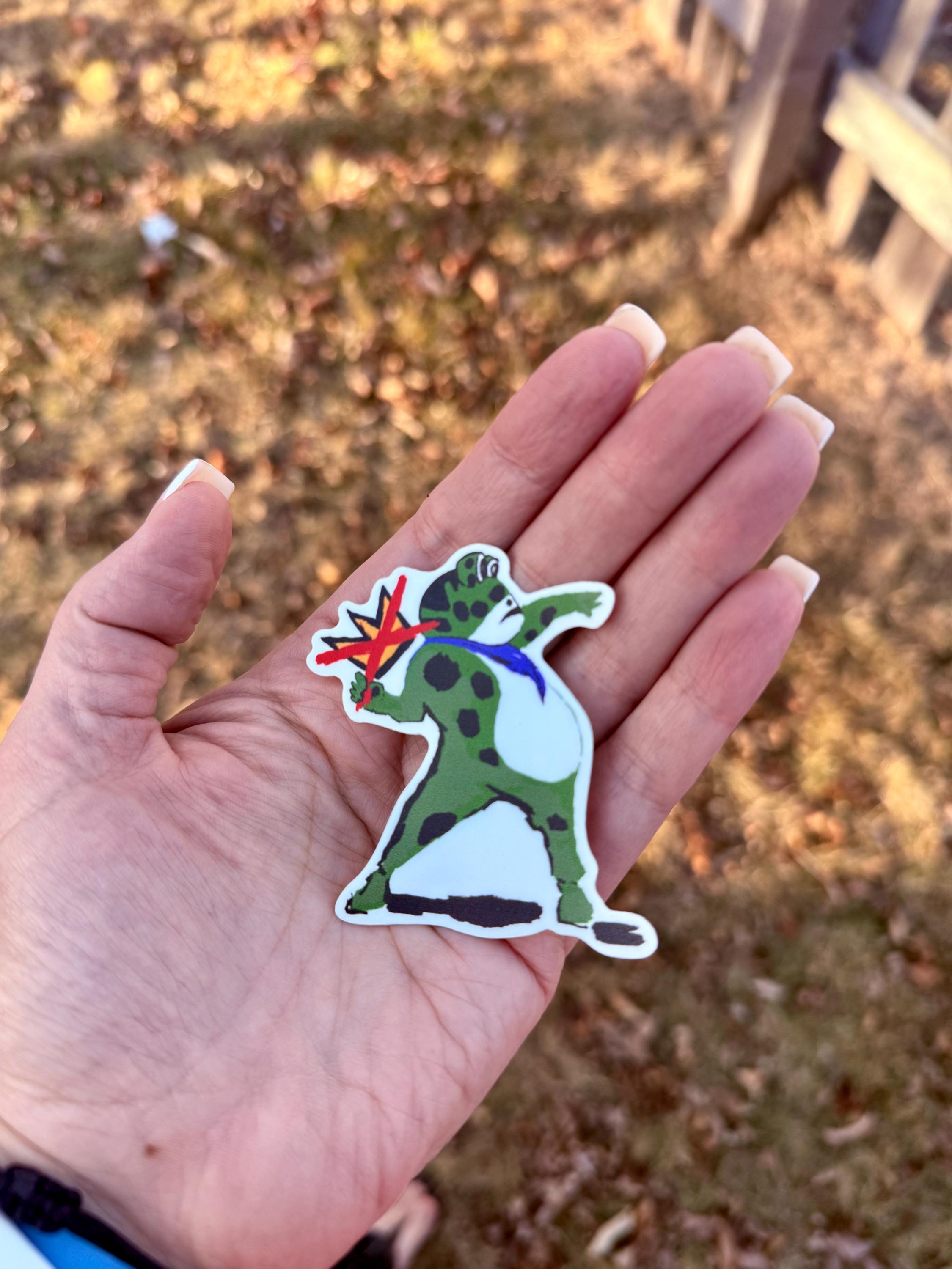 Protest Frog Sticker – Banksy Inspired, Hand-Drawn Vinyl Art