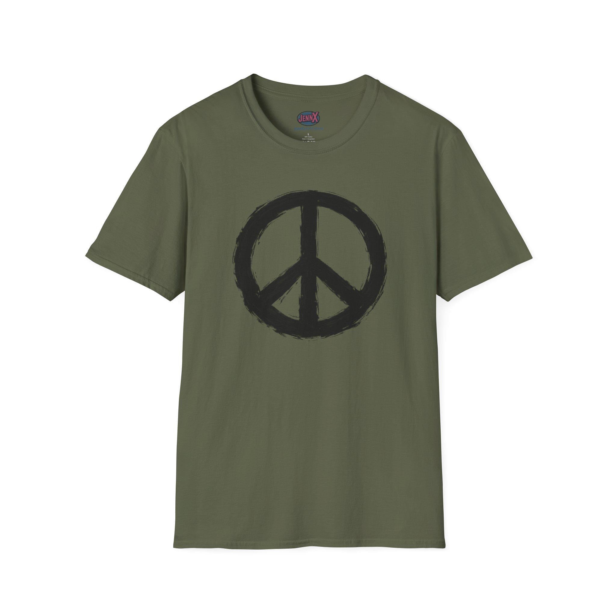 Peace Sign hand-painted Shirt | Anti War I Visible brushwork