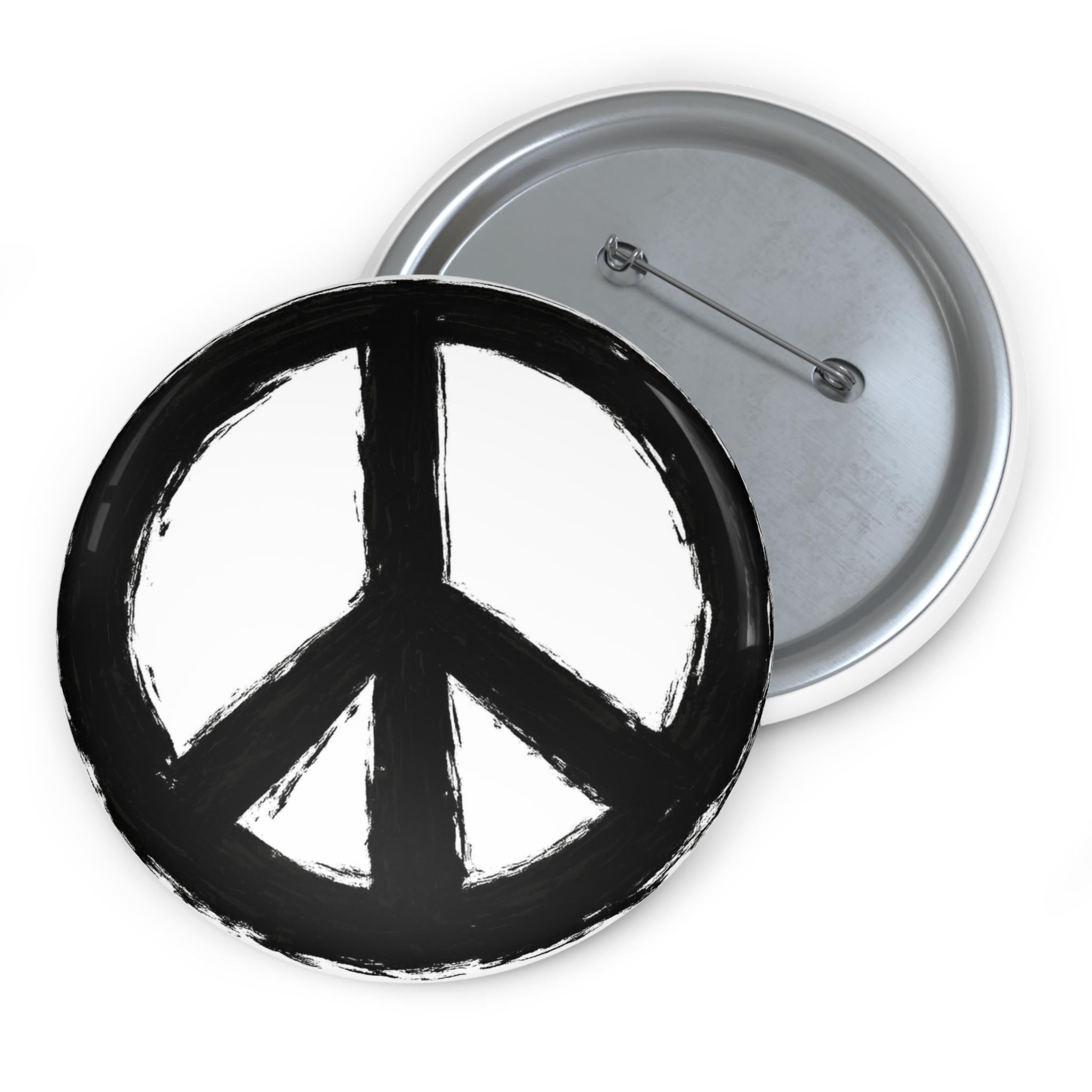 Peace Sign Pin Button Visible Painted Edges Hand-Painted | Wrap around design