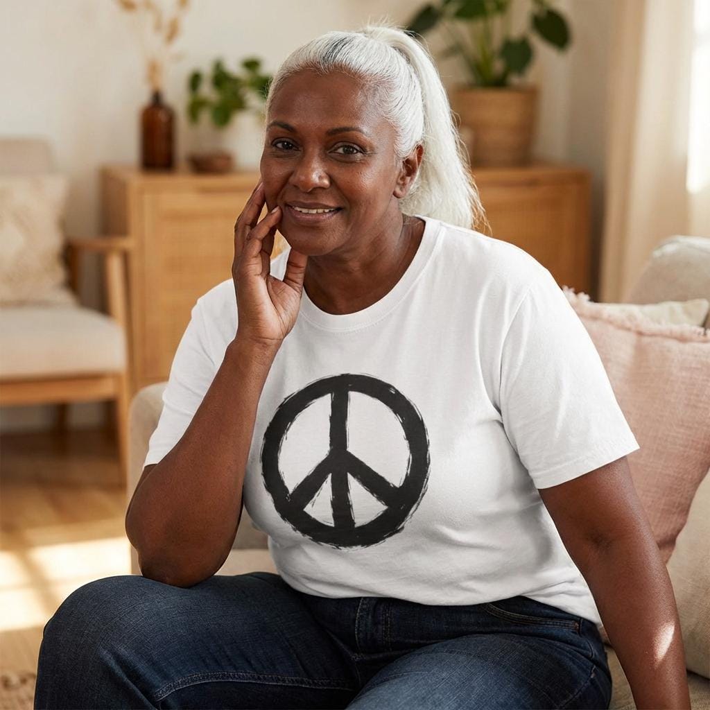 Peace Sign hand-painted Shirt | Anti War I Visible brushwork