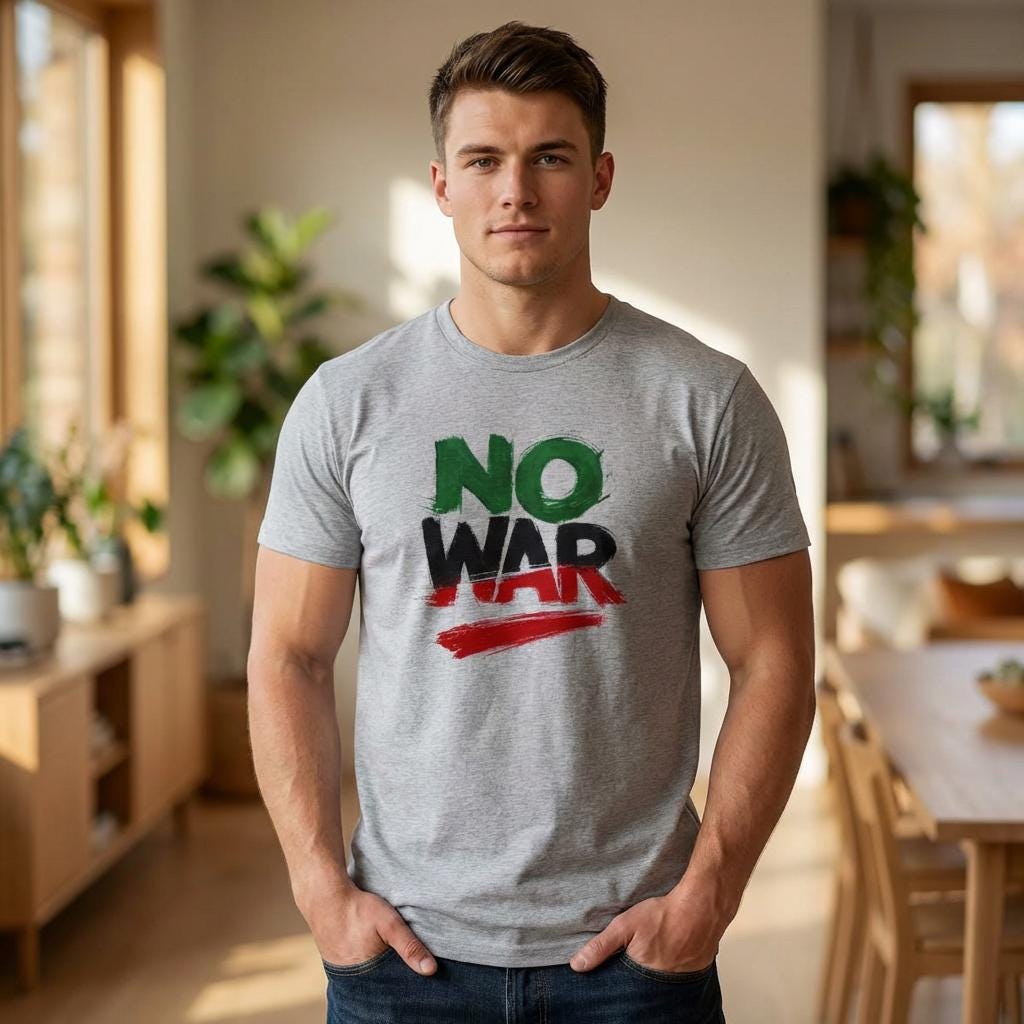 No War Iran flag colors shirt I Hand-Drawn Not AI