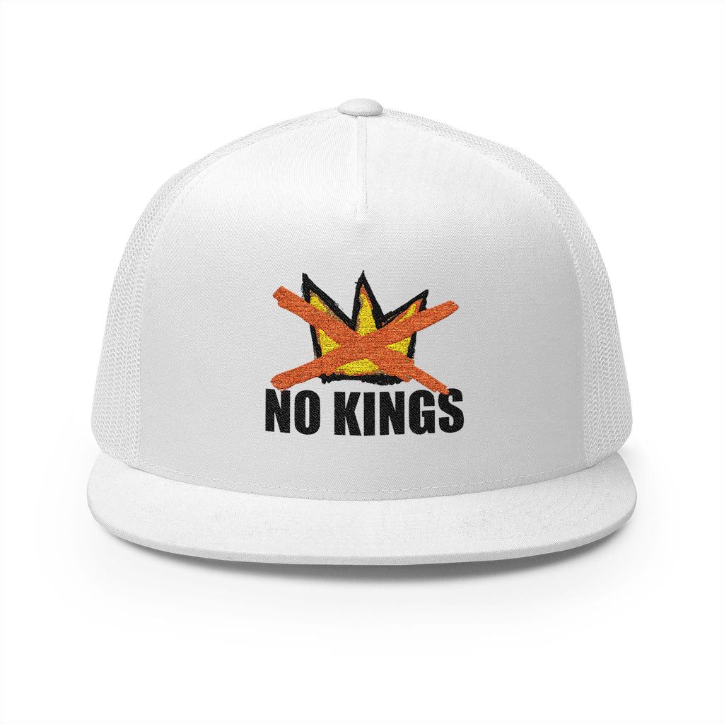 No Kings embroidery Trucker Cap | Free protest sticker I 5-panel mesh hat
